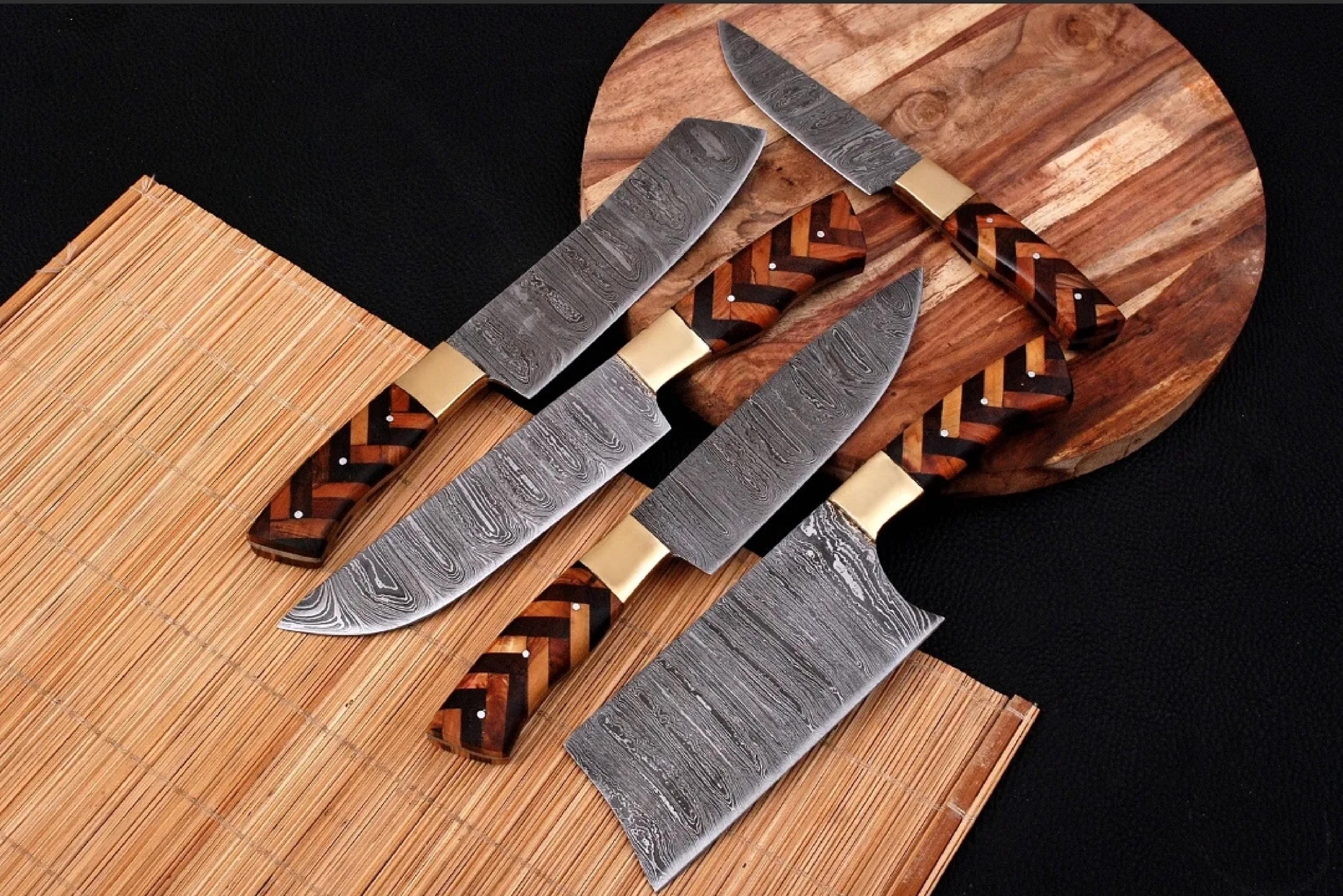 5 PC Custom Handmade Hand Forged Damascus Steel Chefjpeg