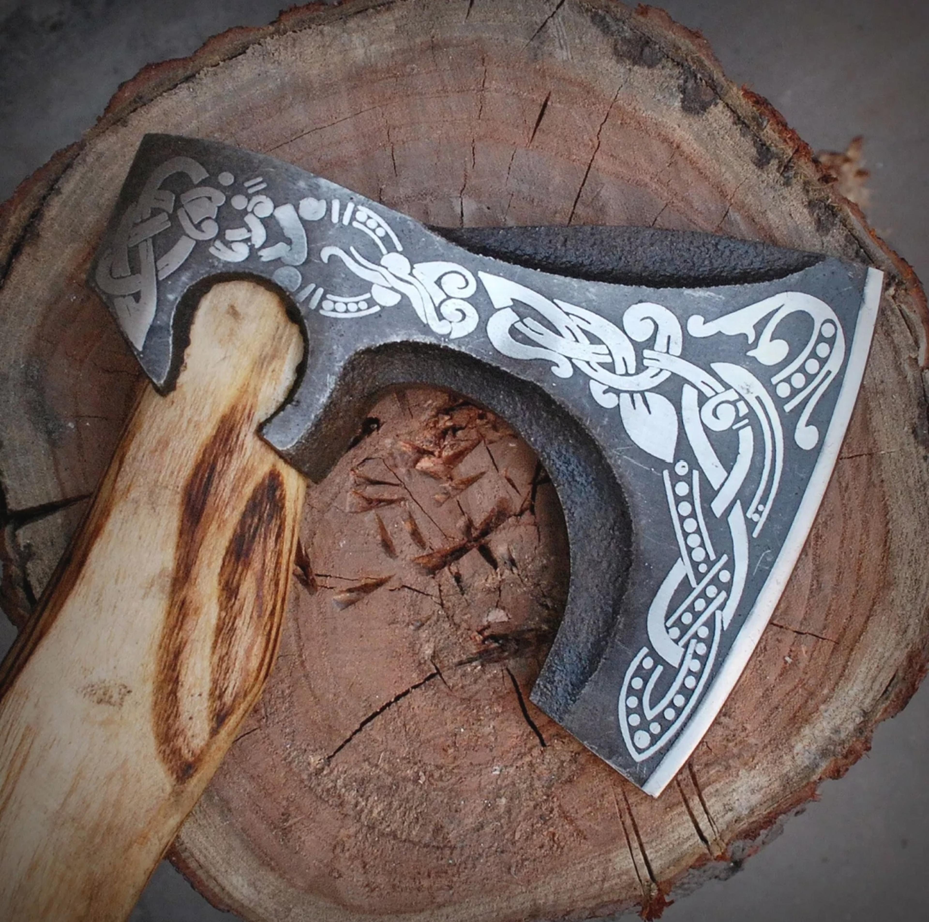 hand forged steel tomahawk axe throwing viking hunting axe