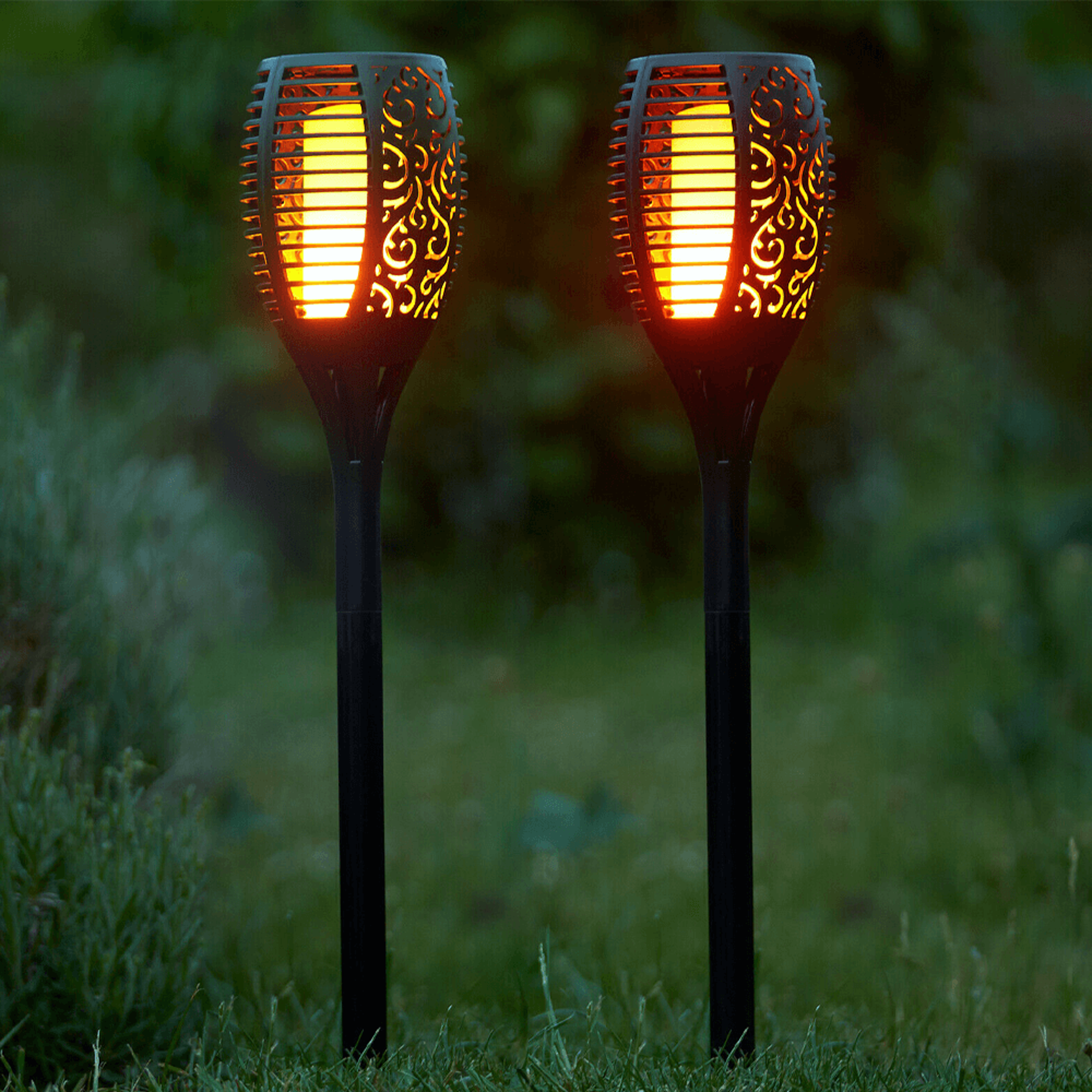 solar light waterproof flickering flames torches