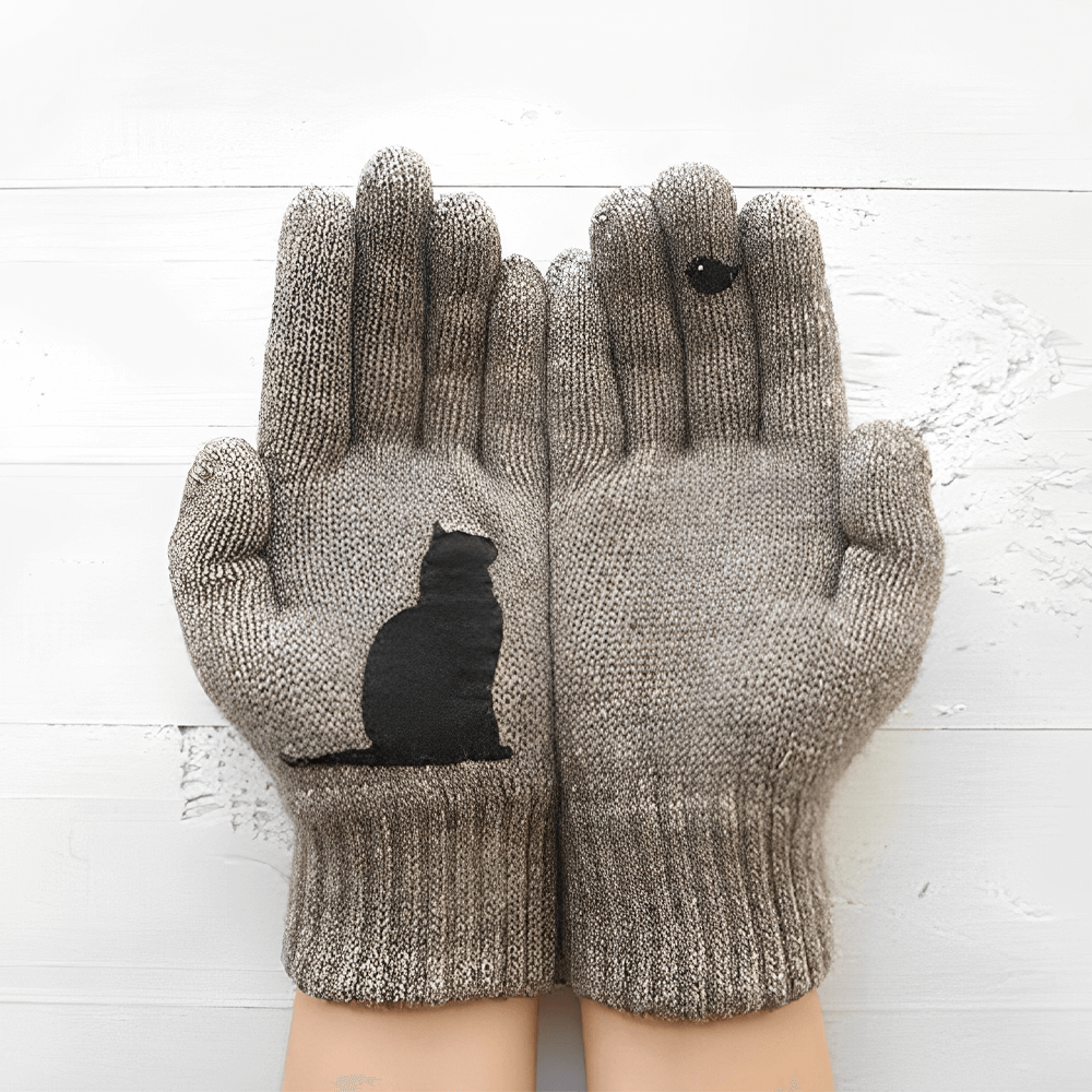 cat fan cotton gloves