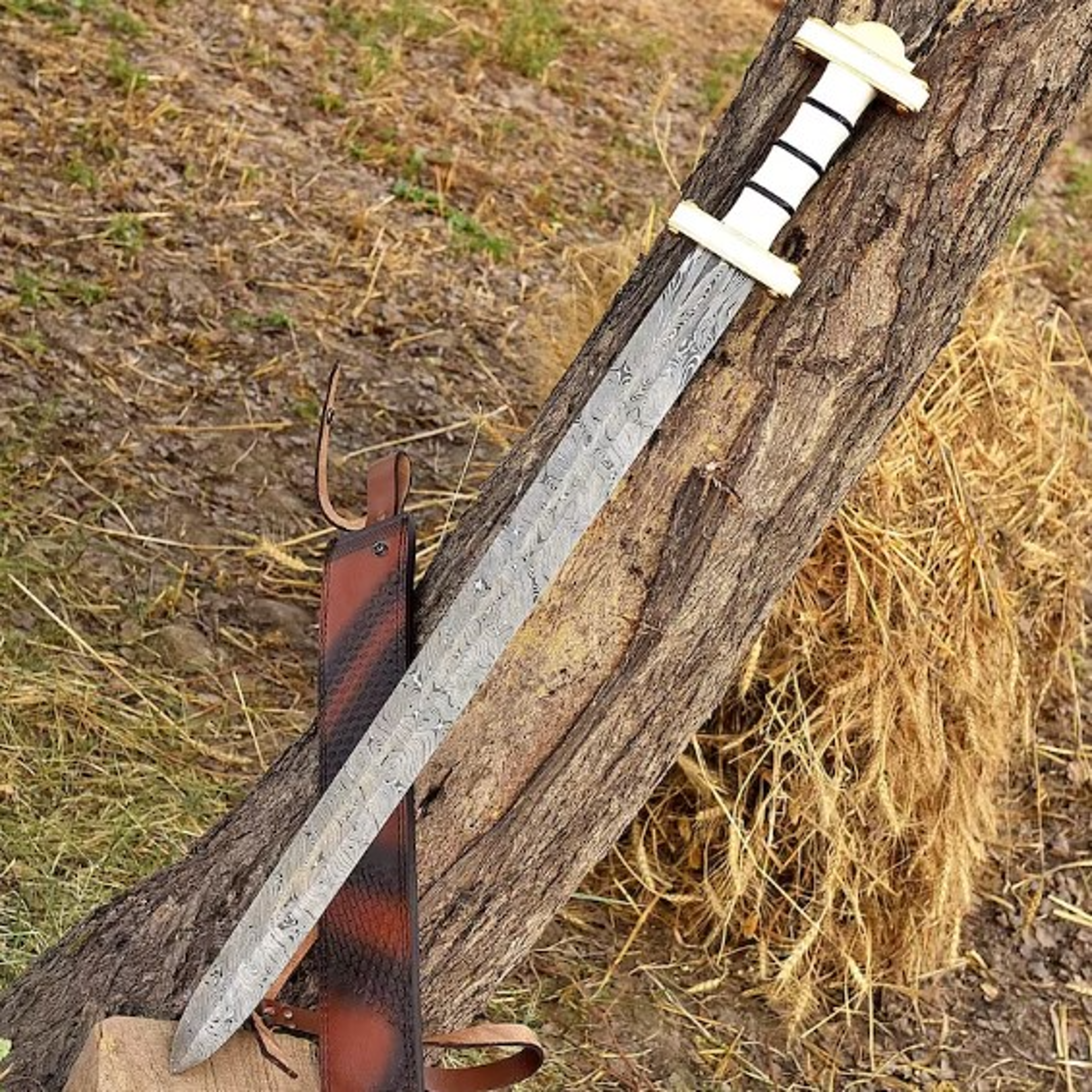 sword of honor damascus viking sword | hand-forged medieval replica