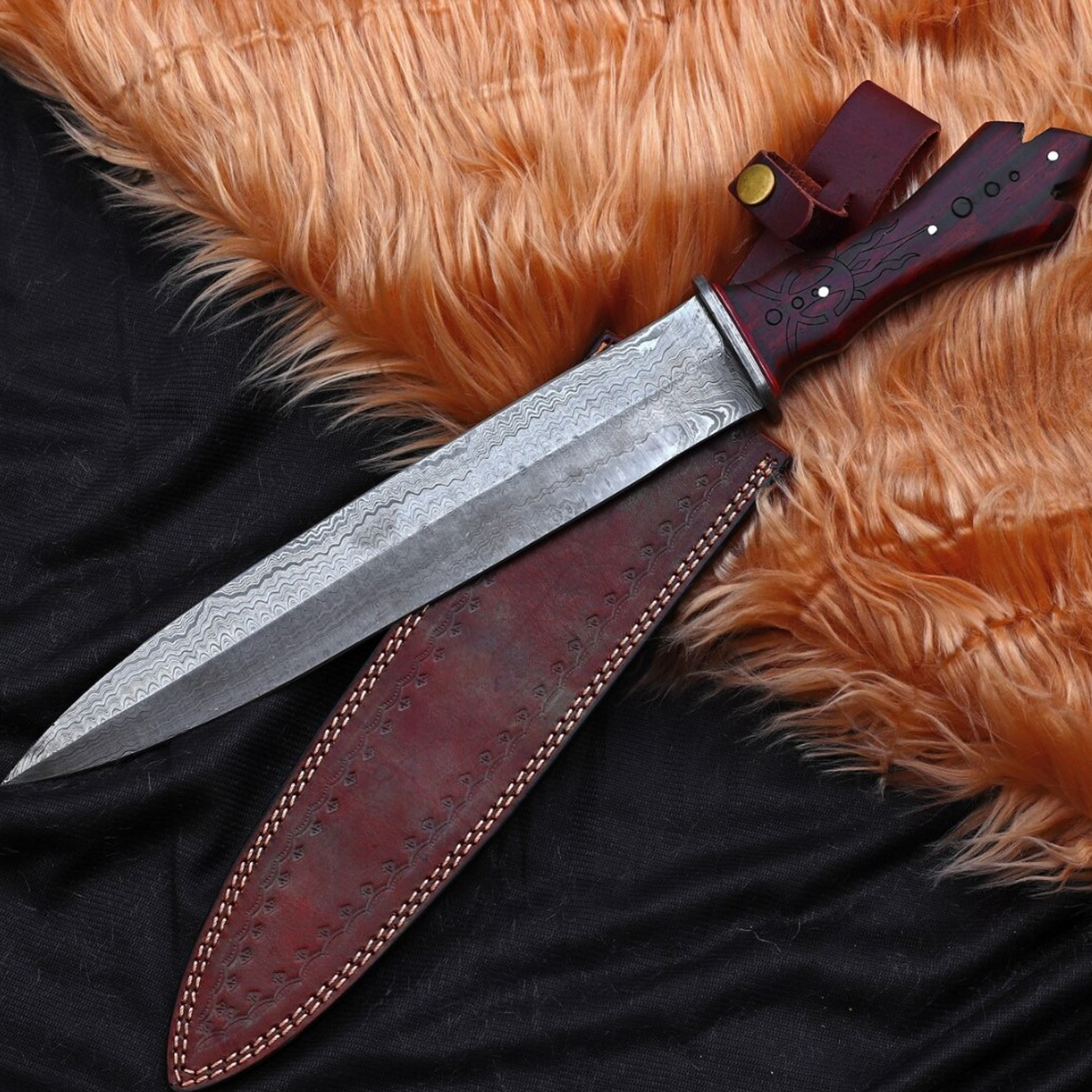 morningstar full tang damascus steel dagger hand forged collectible ritual knife
