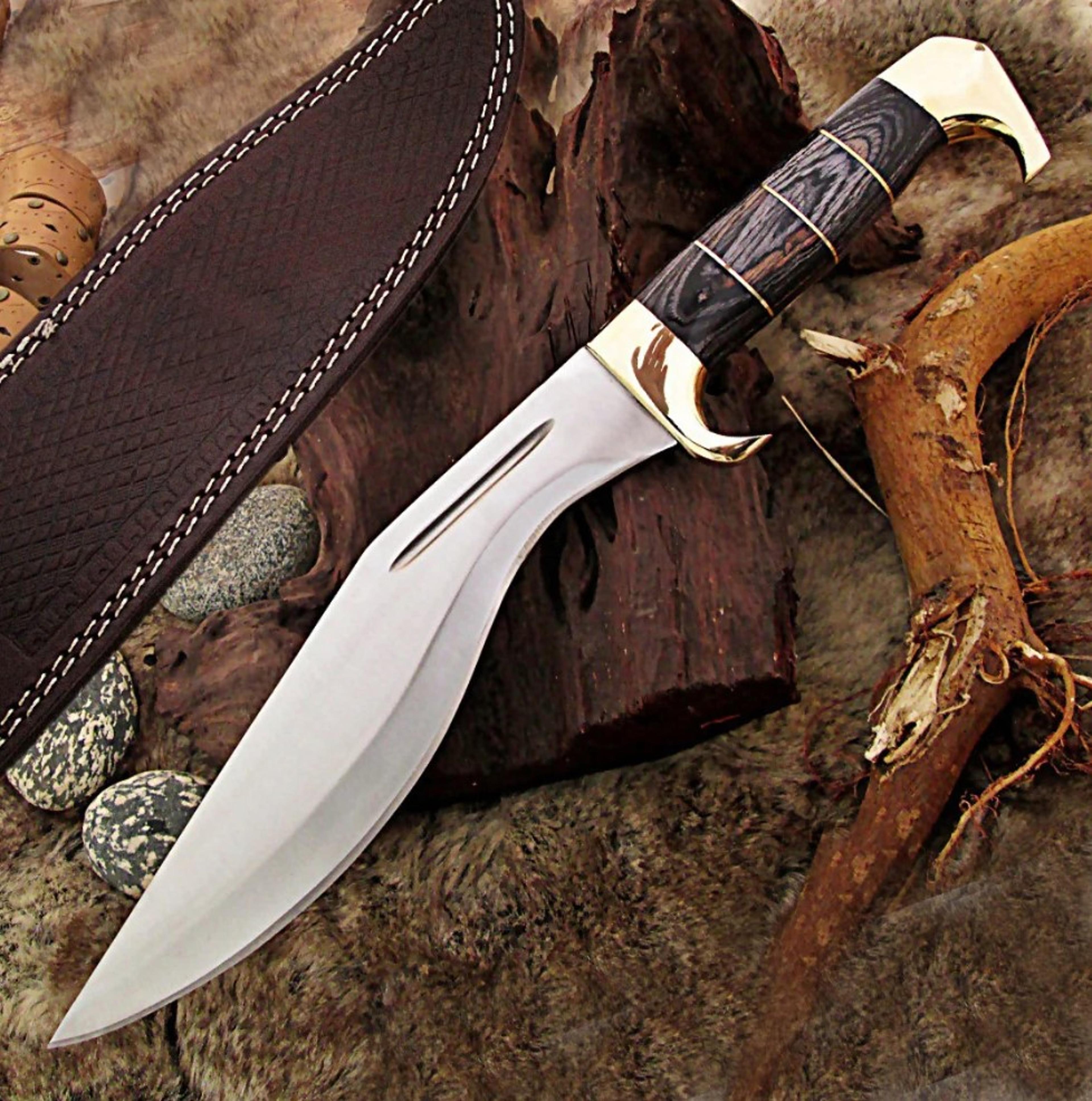 ultimate hunters survival gurkha kukri hunting knife collectible stainless steel curved blade