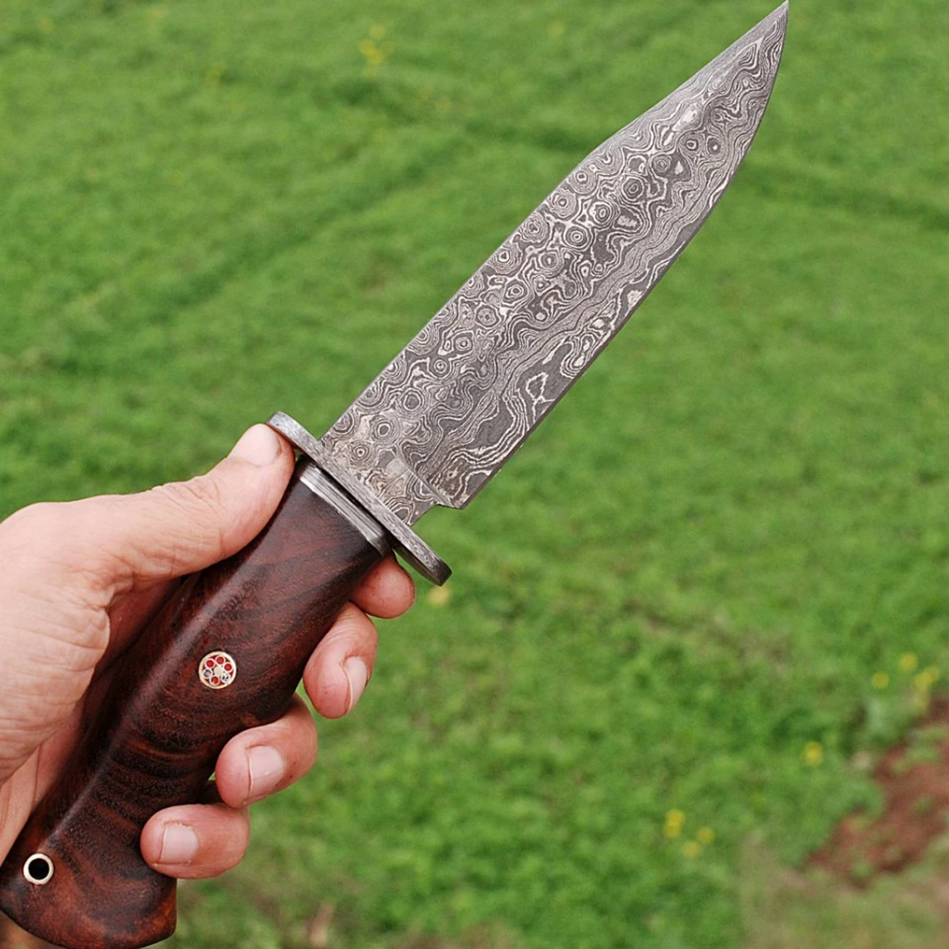 damascus steel hunting knife | handmade bushcraft survival blade