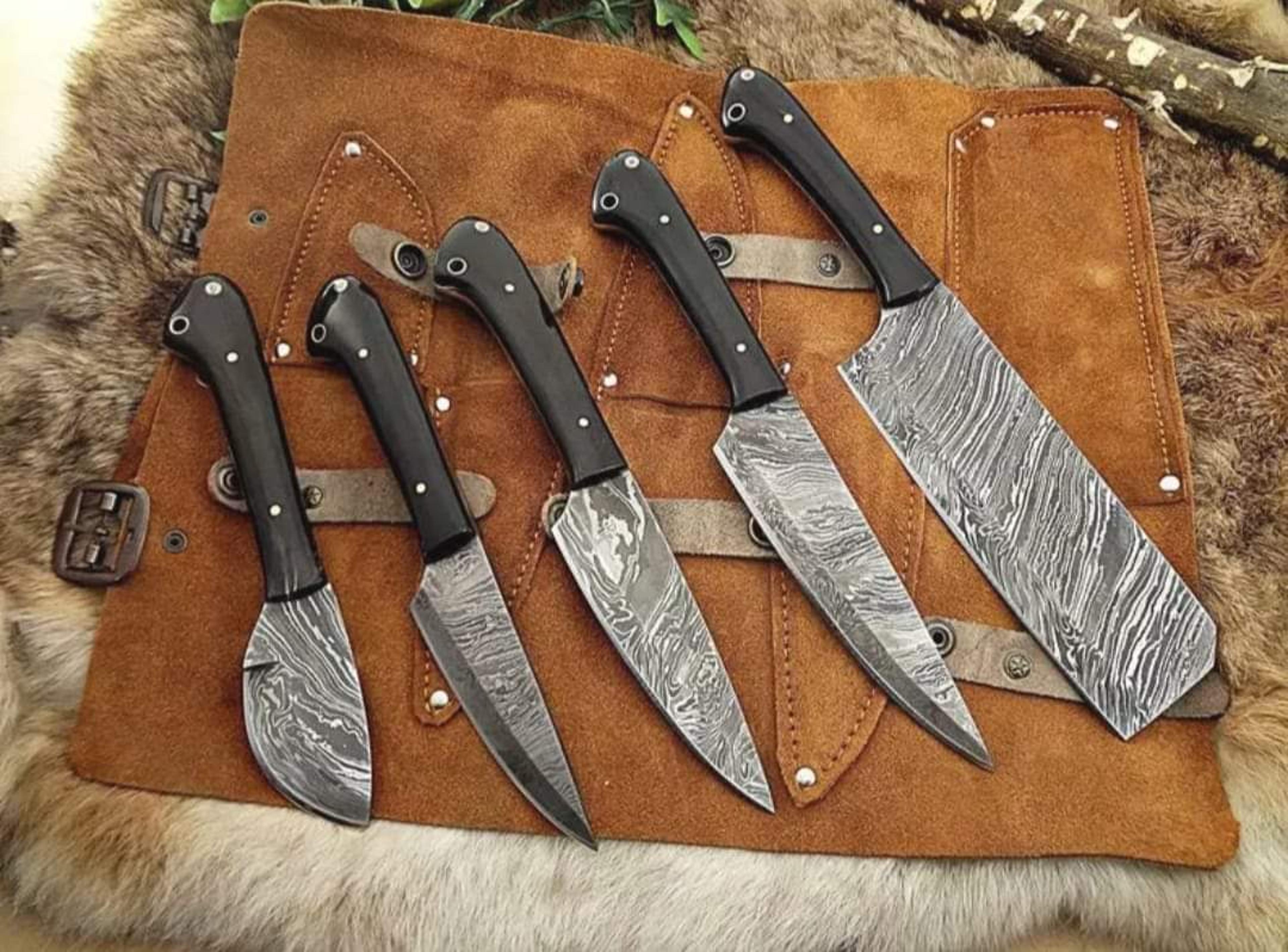 5-piece damascus chef set – custom handmade knives | personalized gift for mother