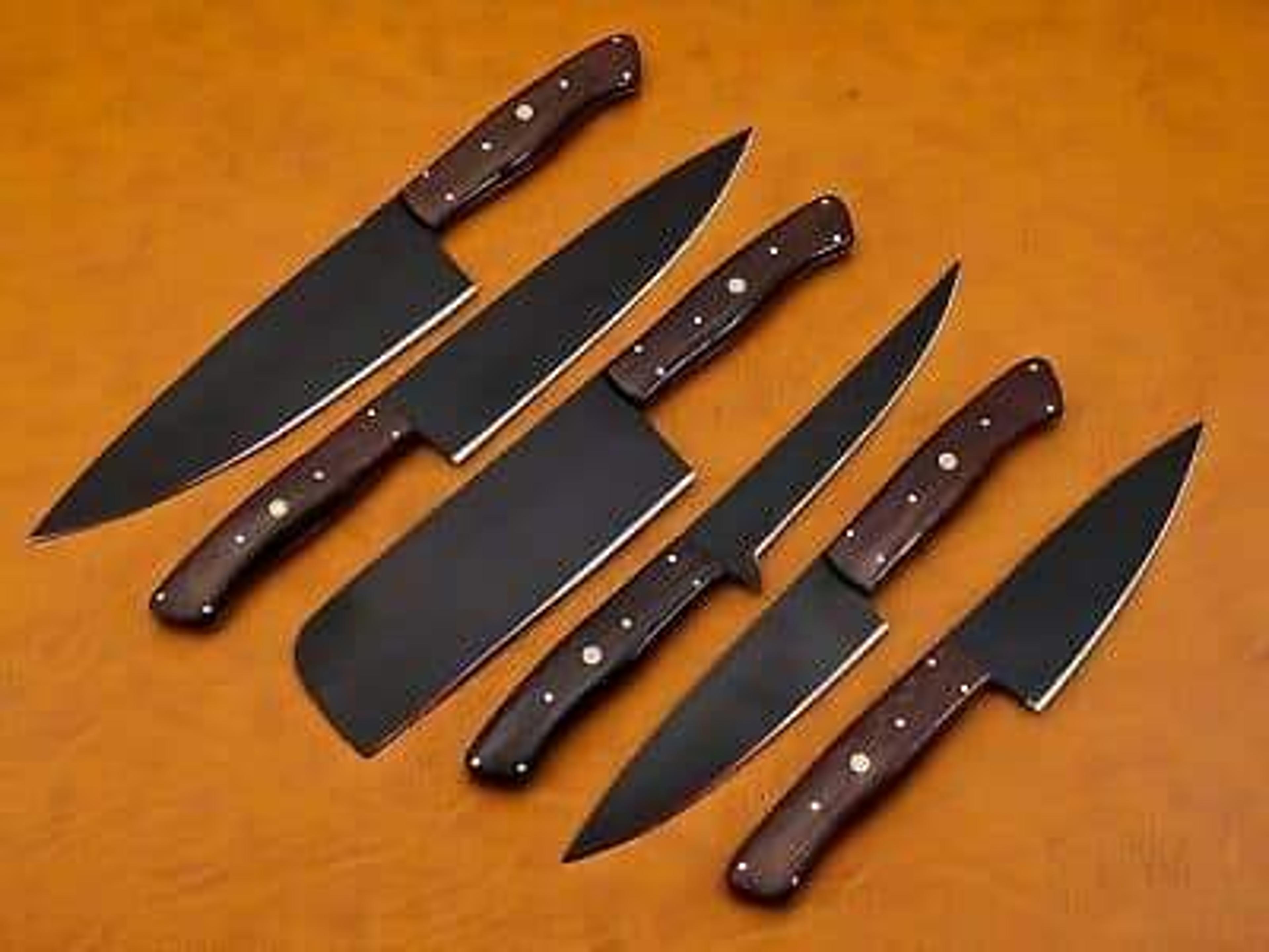 damascus chef set of 6 pieces ,custom handmade chef set , handmade damascus chef set ,personalized gift for mother
