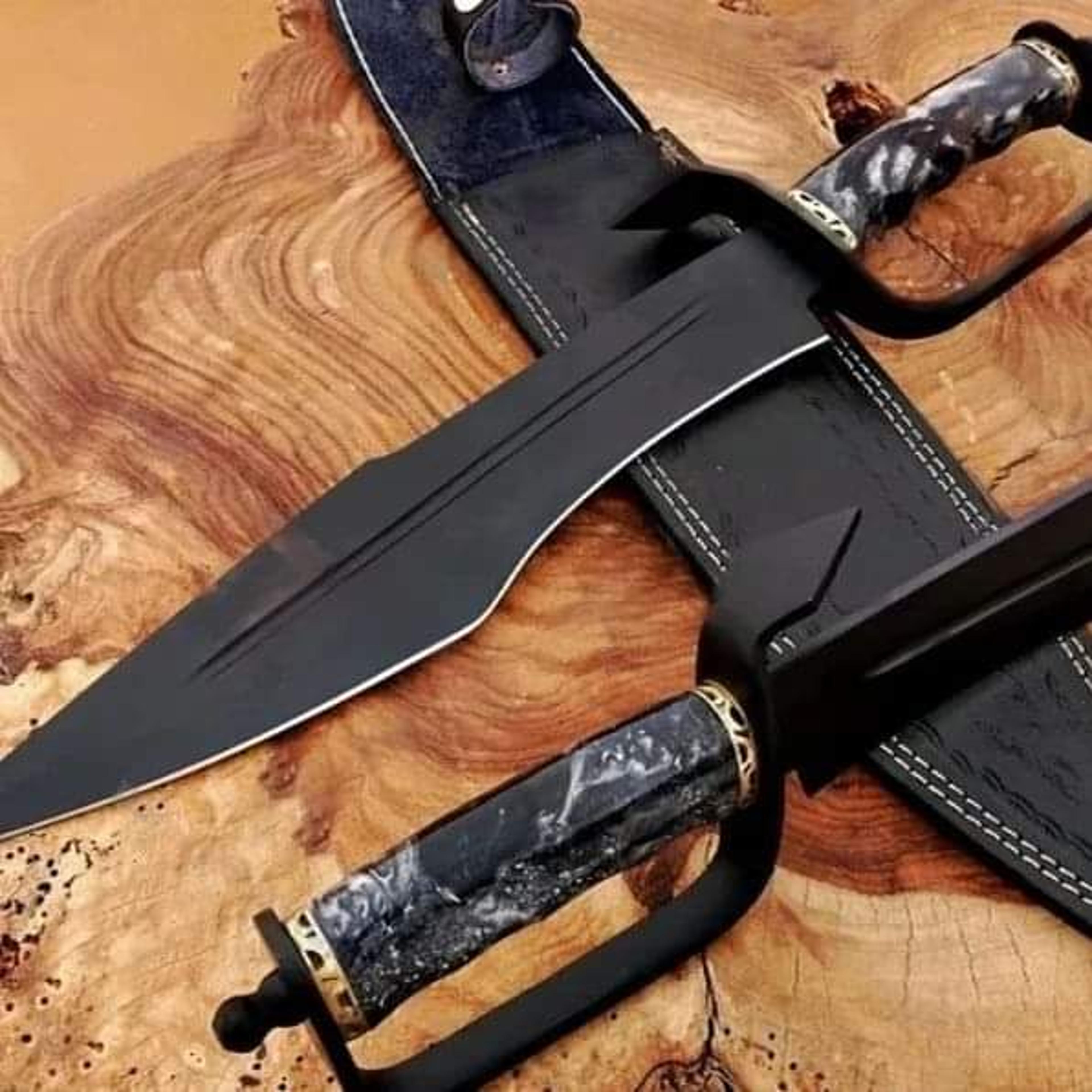 carbonsteel knife, hunting knife with sheath, fixed blade camping knife, bowie knife, handmade knives, gifts for men