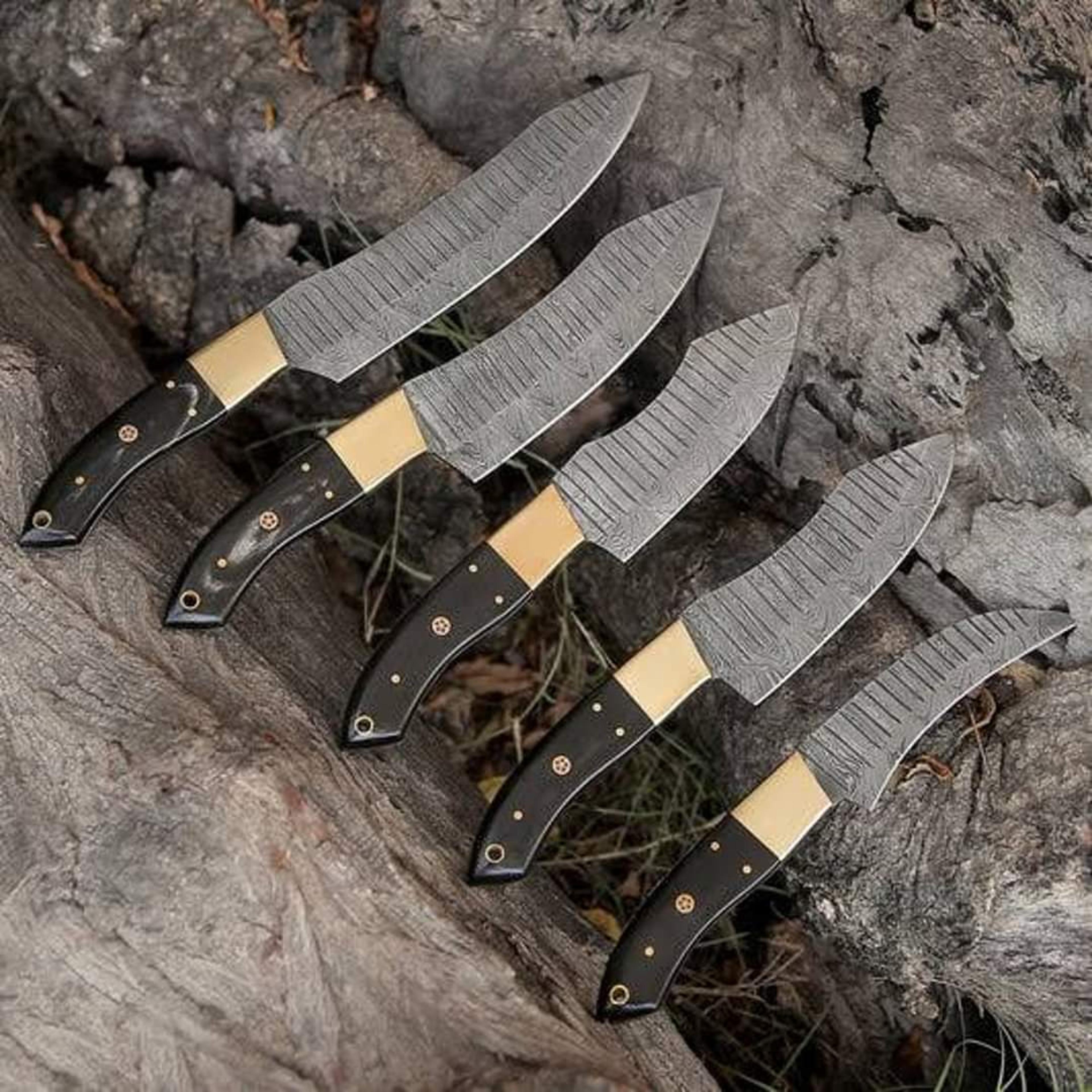 carbon steel chef set of 5 pieces ,custom handmade chef set , handmade damascus chef set ,personalized gift for mother ,