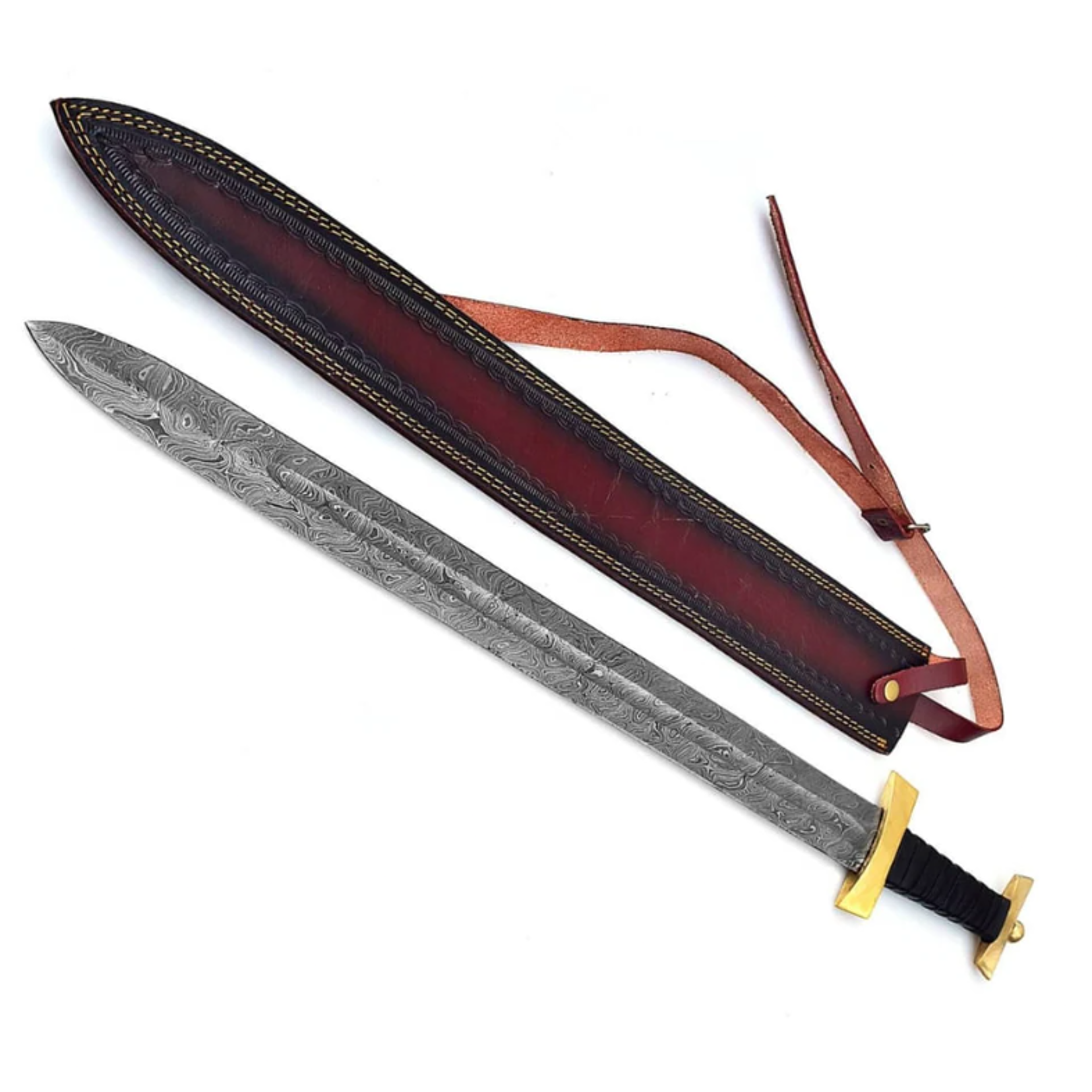 damascus sword, handmade damascus steel battle sword, viking sword