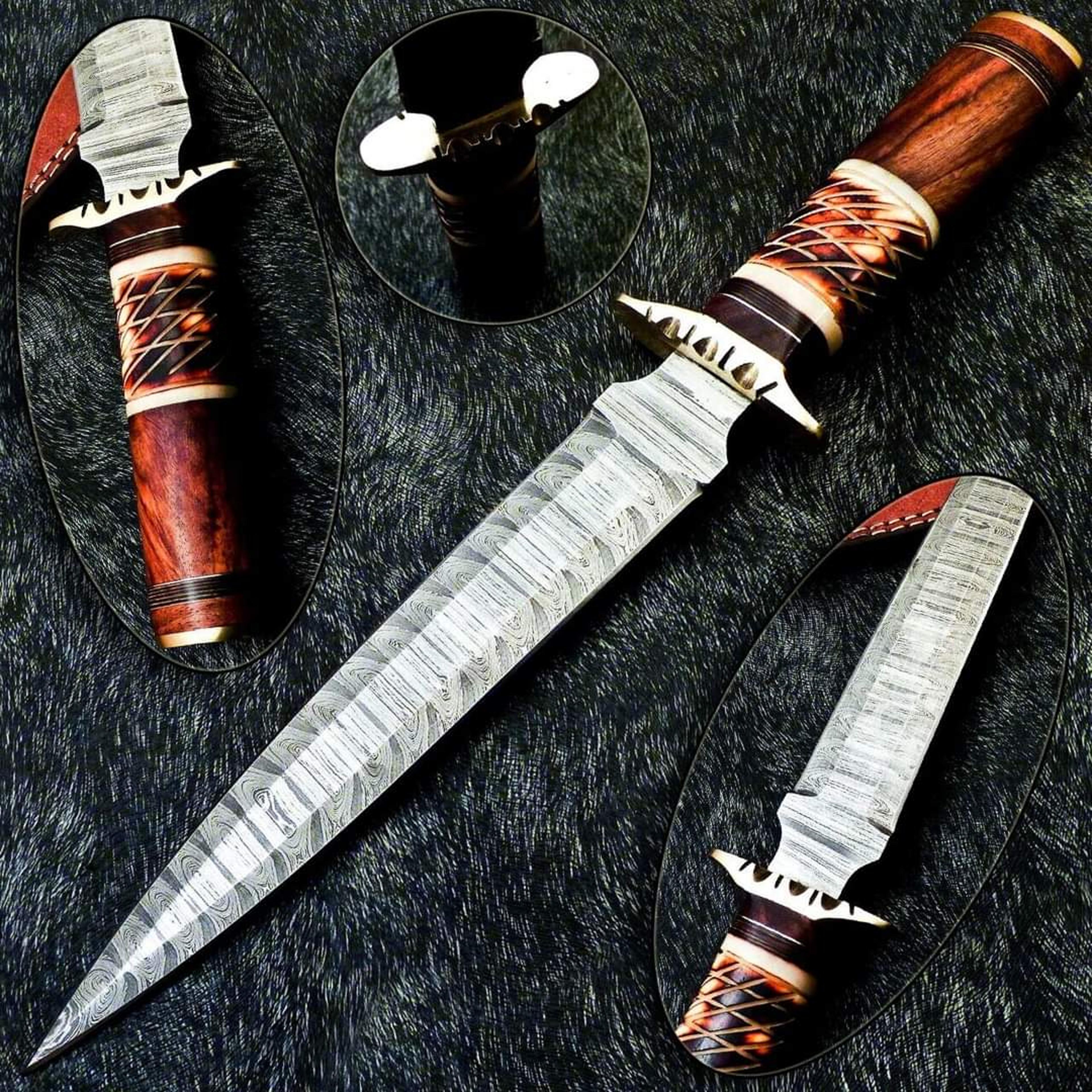 carbon steel hunting knife with sheath, fixed blade camping knife, bowie knife, handmade knives, gifts for men
