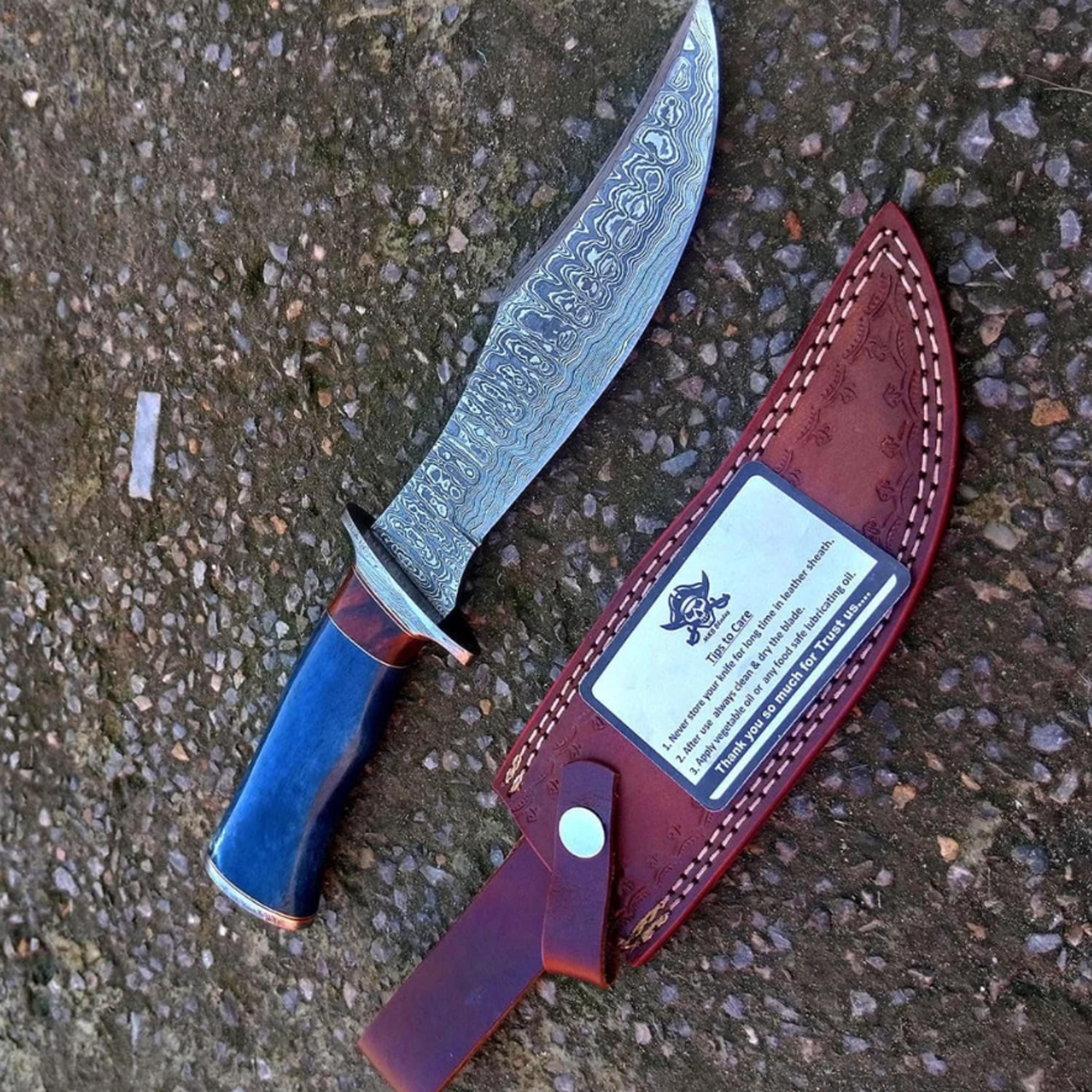 damascus bowie knife bowie knife, 12.0", damascus steel hunting knife