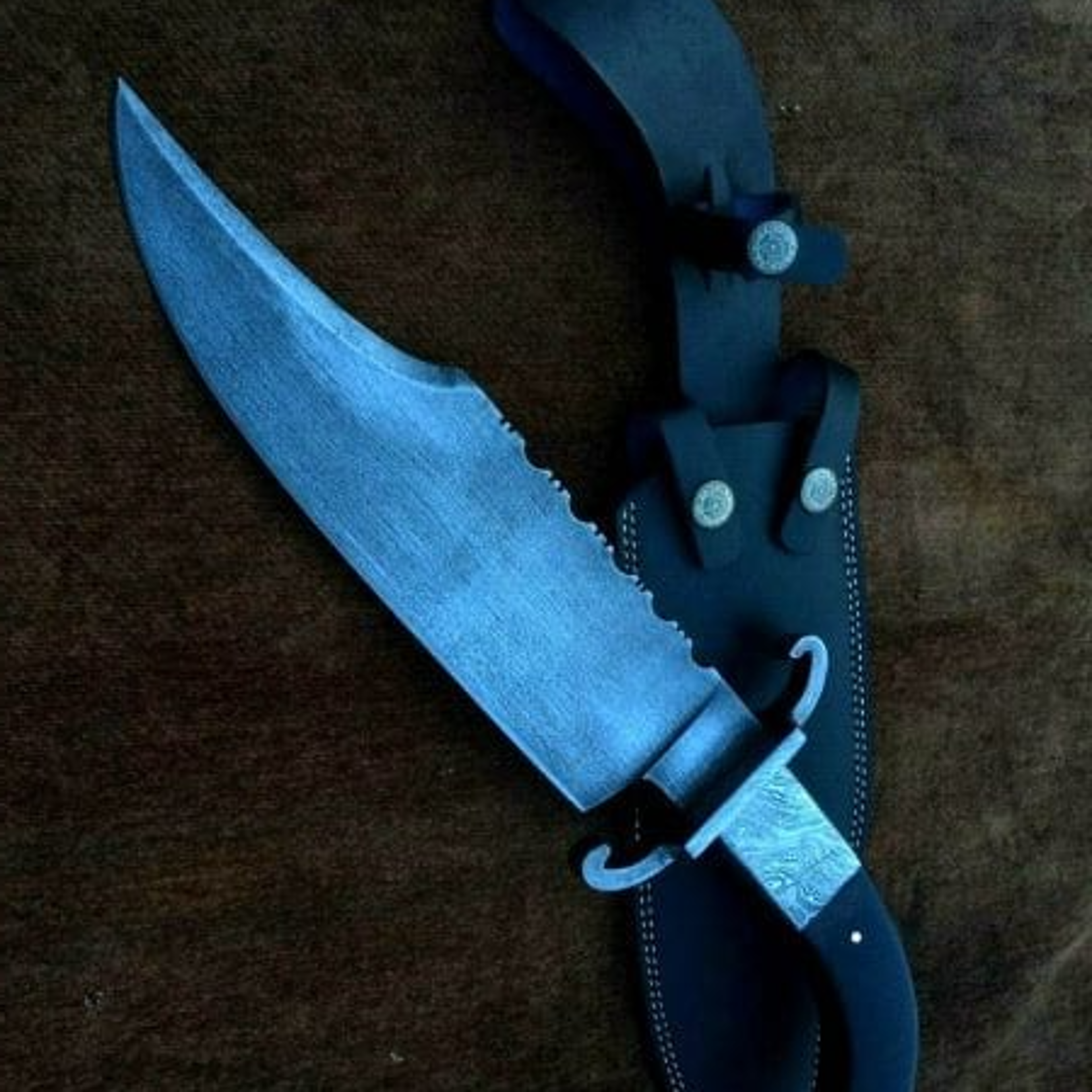 custom handmade 5160 spring steel antiqued bowie knife with bart guard
