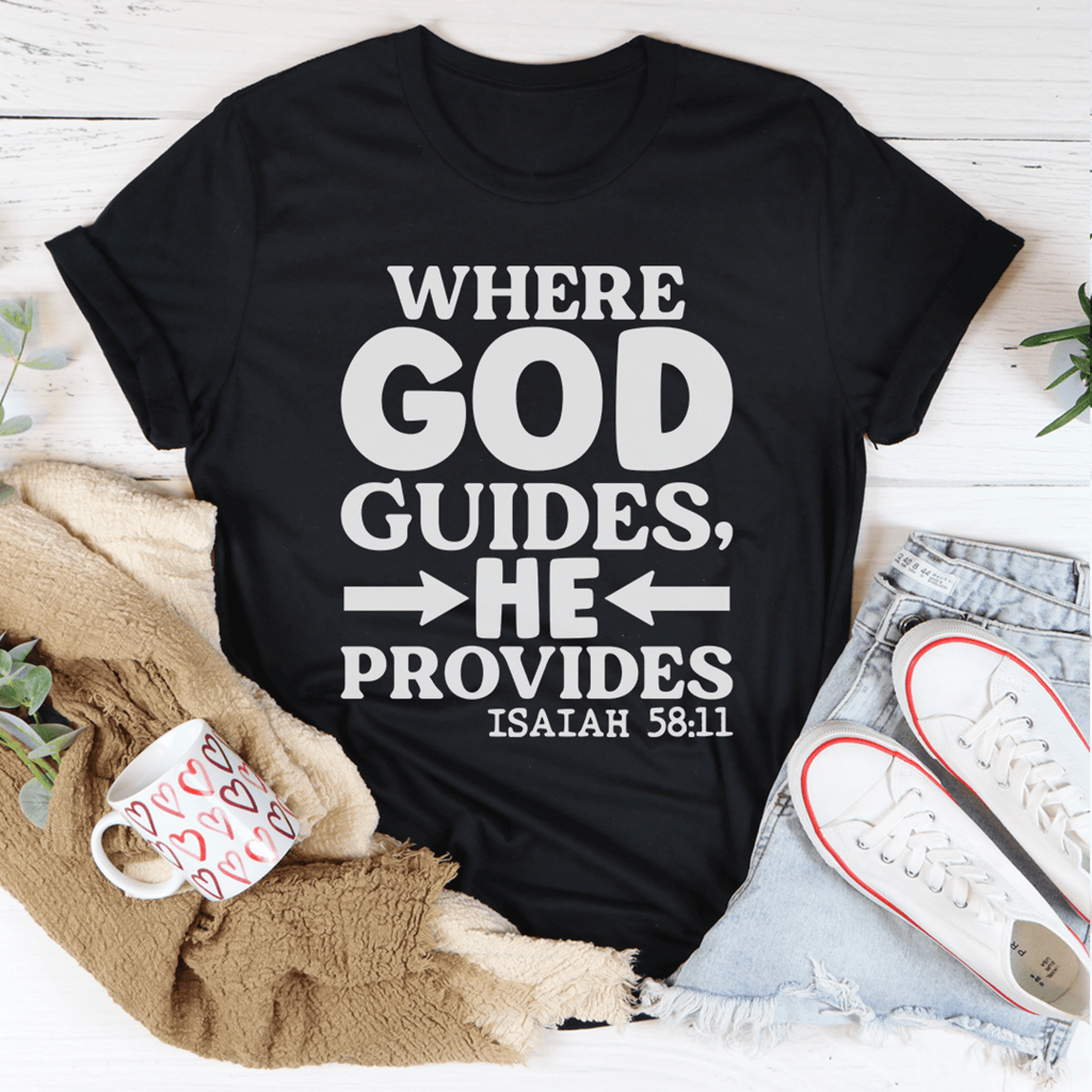 where god guides he provides tee