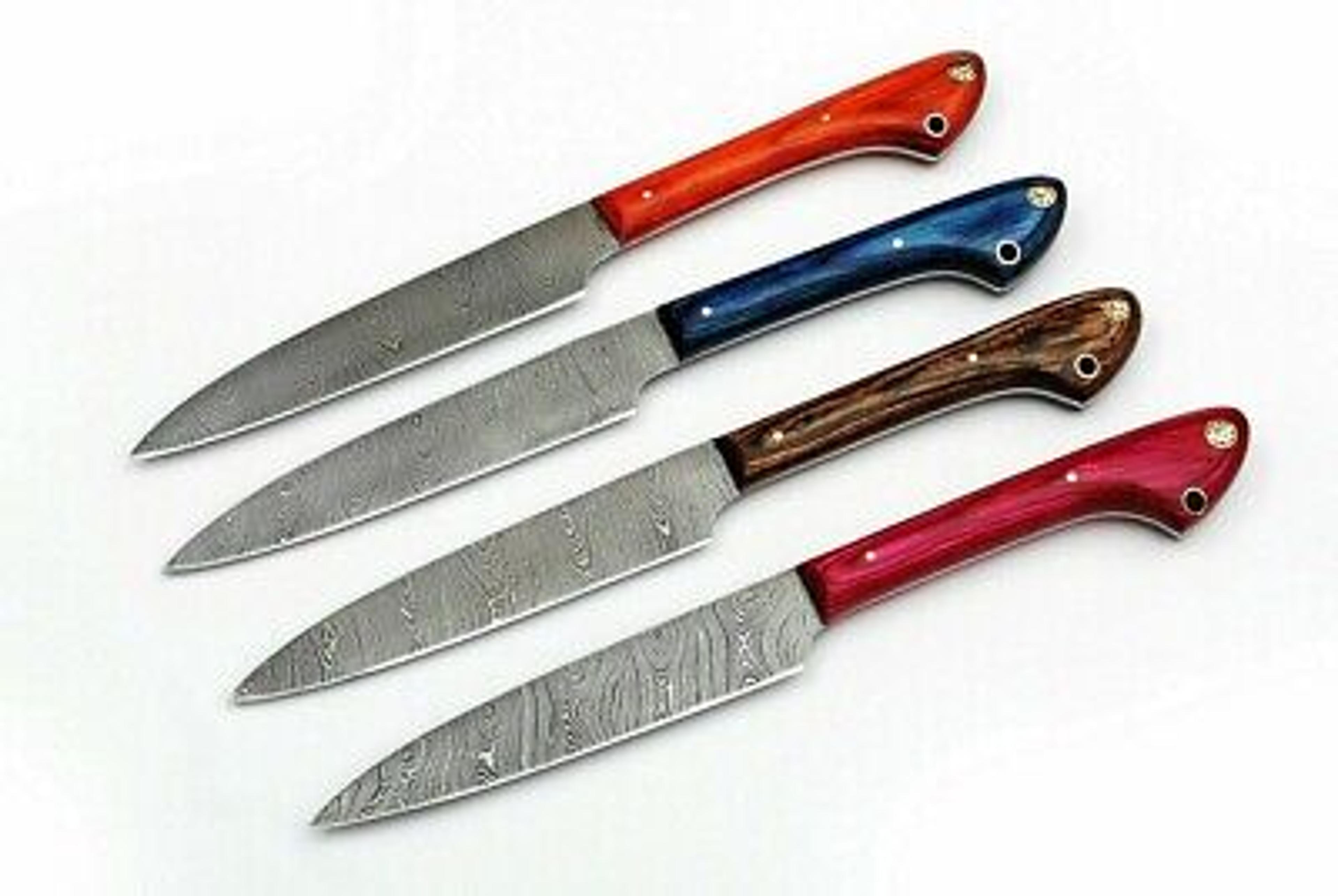 carbon steel chef knives, of 4 pieces, custom handmade, handmade chef knives set ,personalized gift for mother