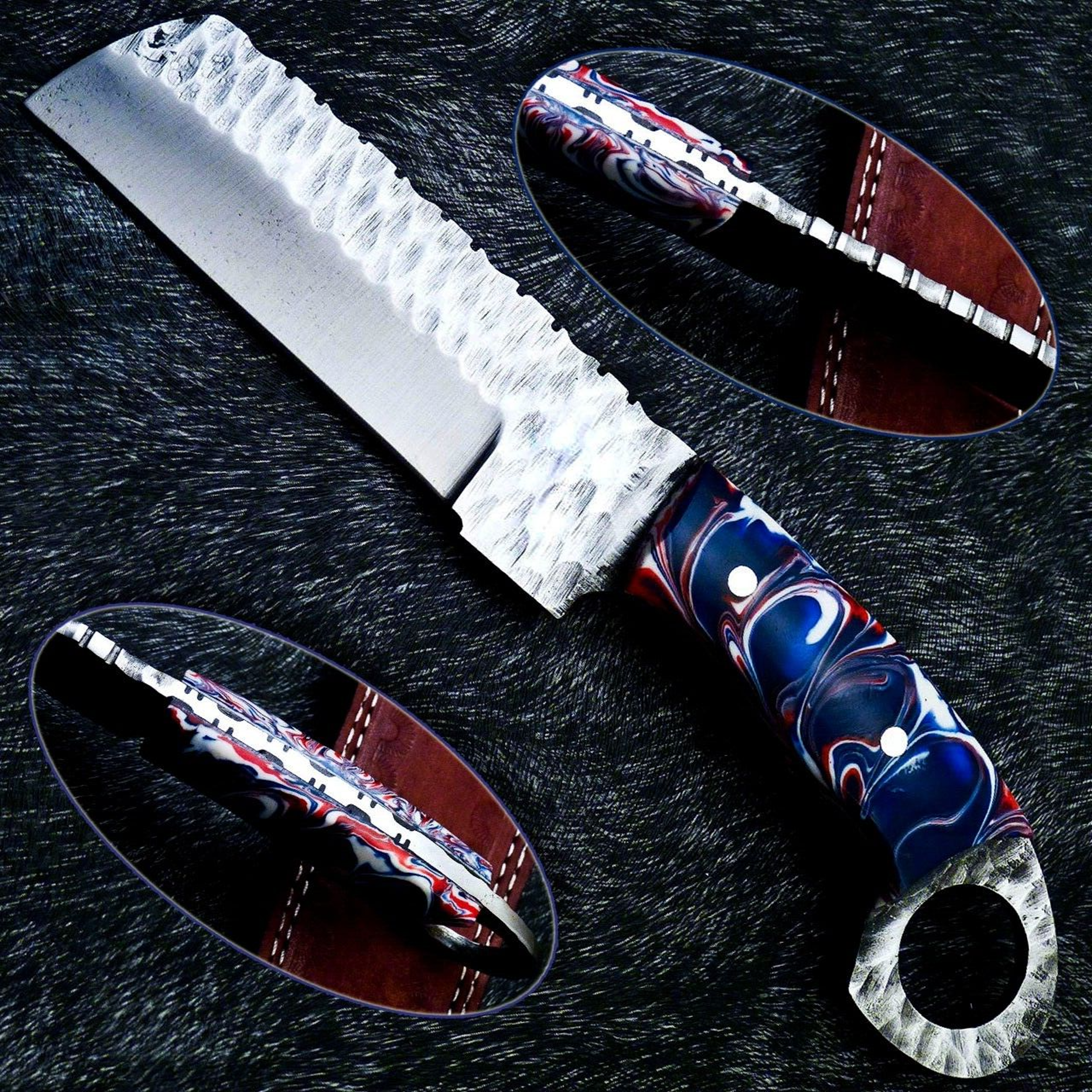 railroad spike carbon steel blade full tang skinning hunting knife