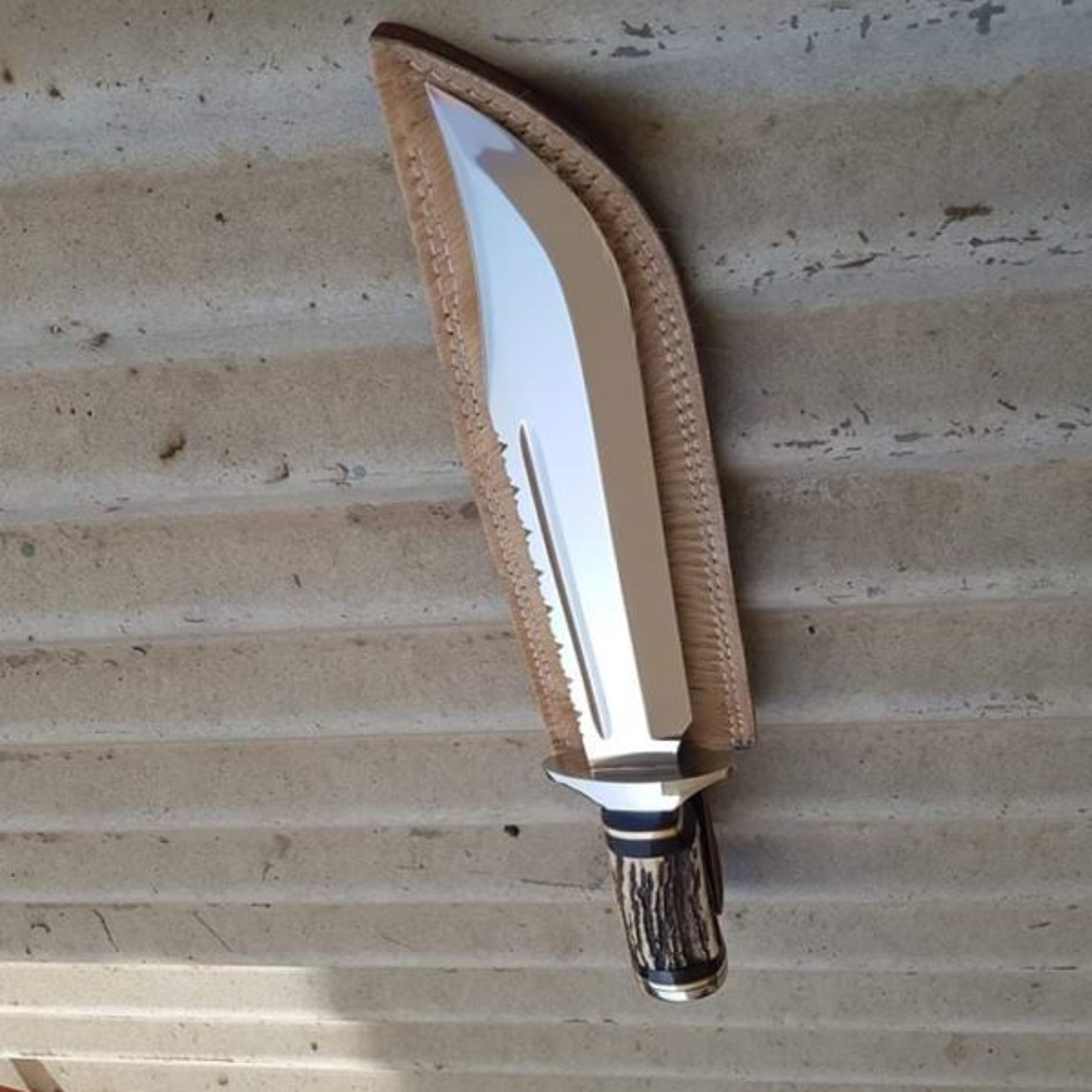 14 inches handmade d2 steel stag horn handle big camping knife