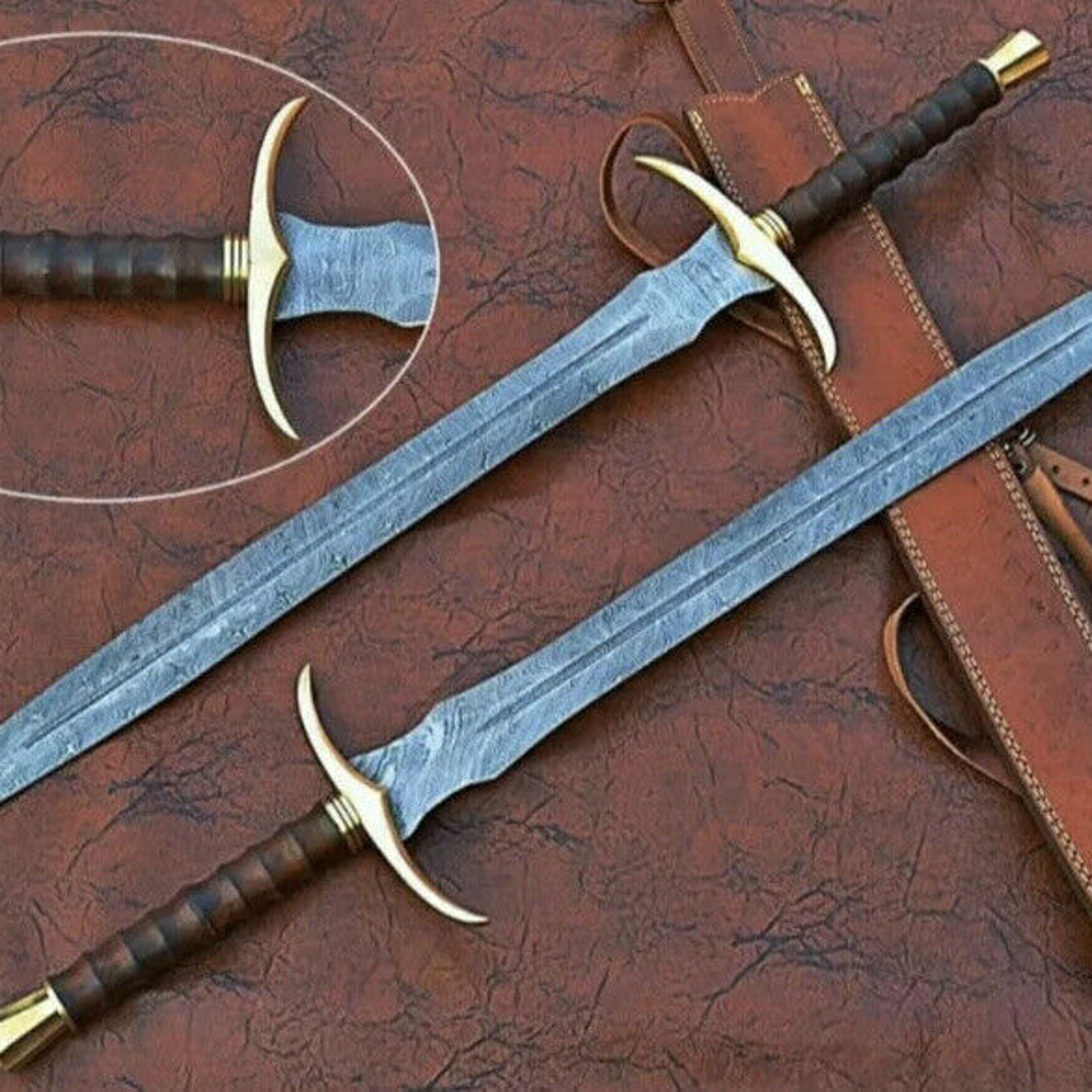 collectible swords 32 inch damascus steel viking sword, battle ready one handed sword