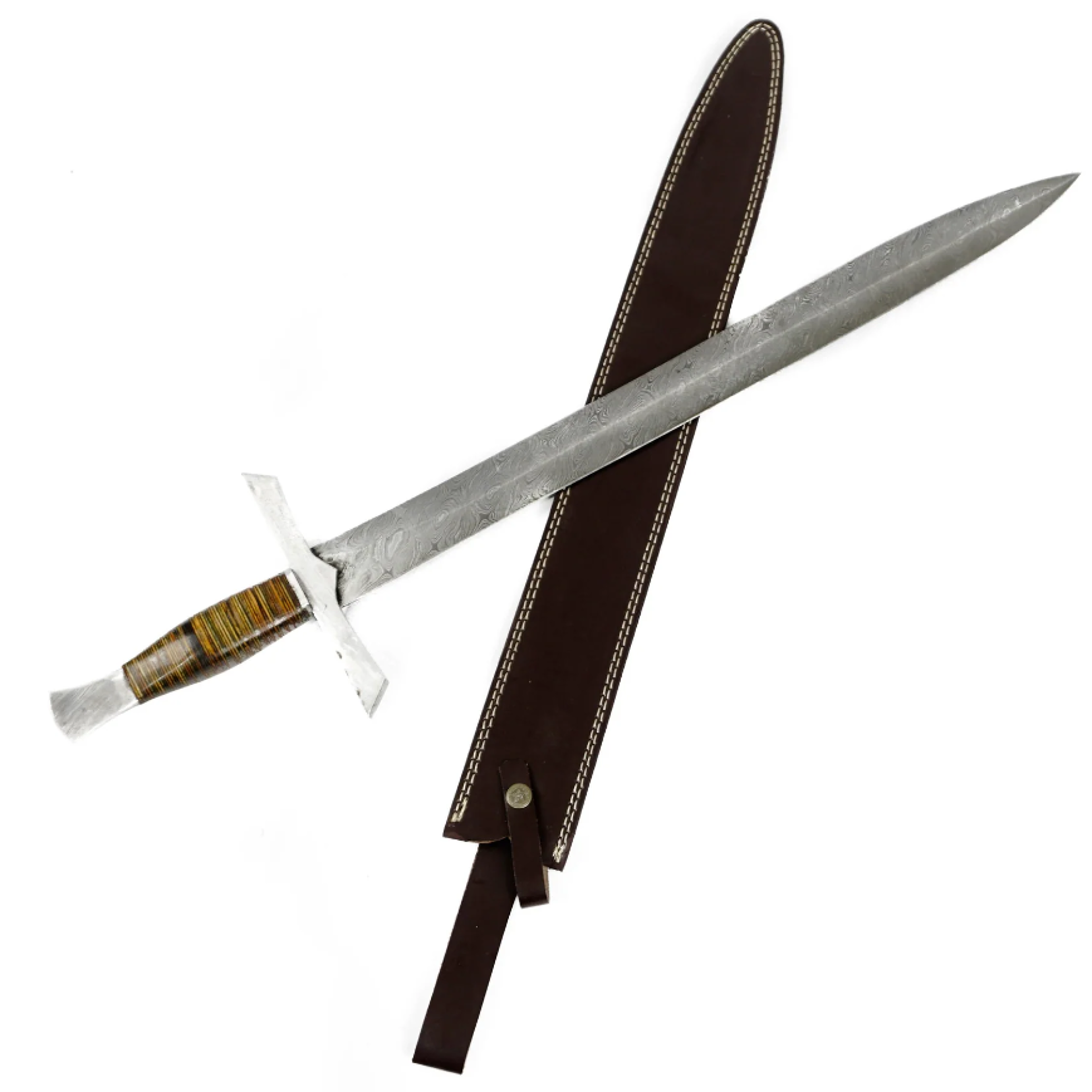 29 inch bastard sword high carbon damascus steel sword damascus steel bolsters