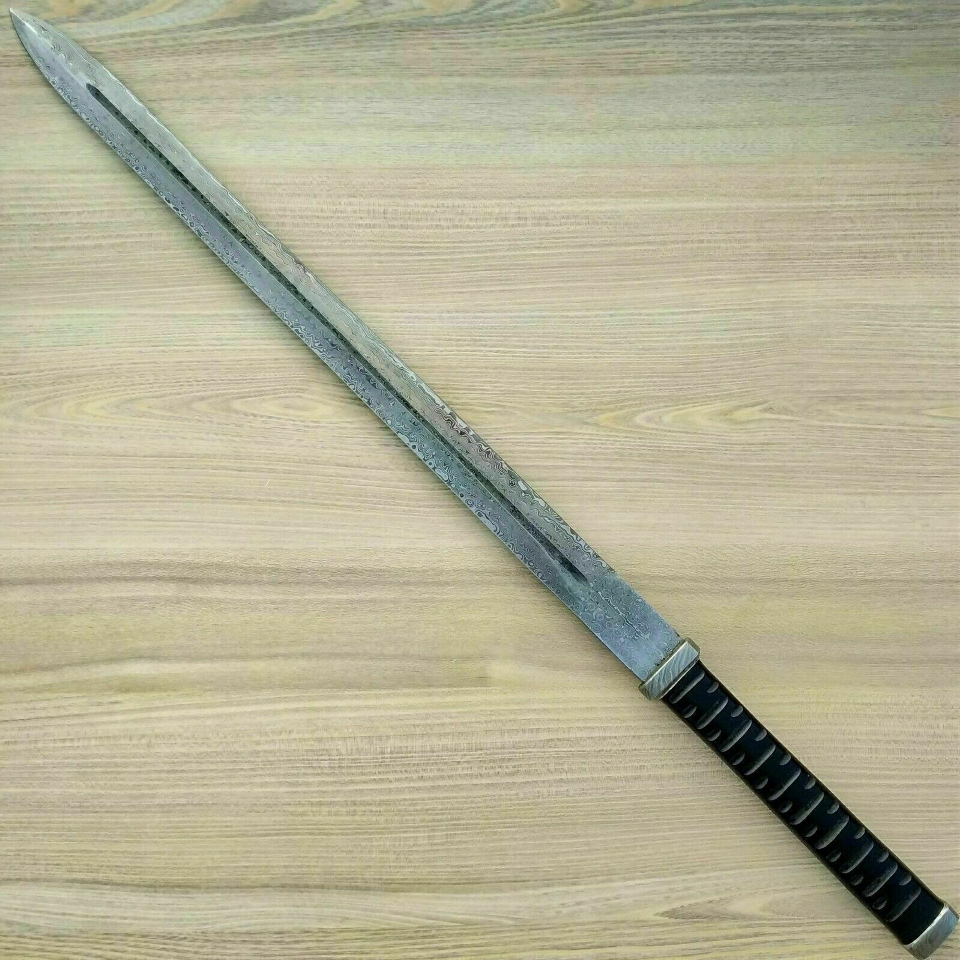 29 inches viking sword, survival damascus steel sword with sheath