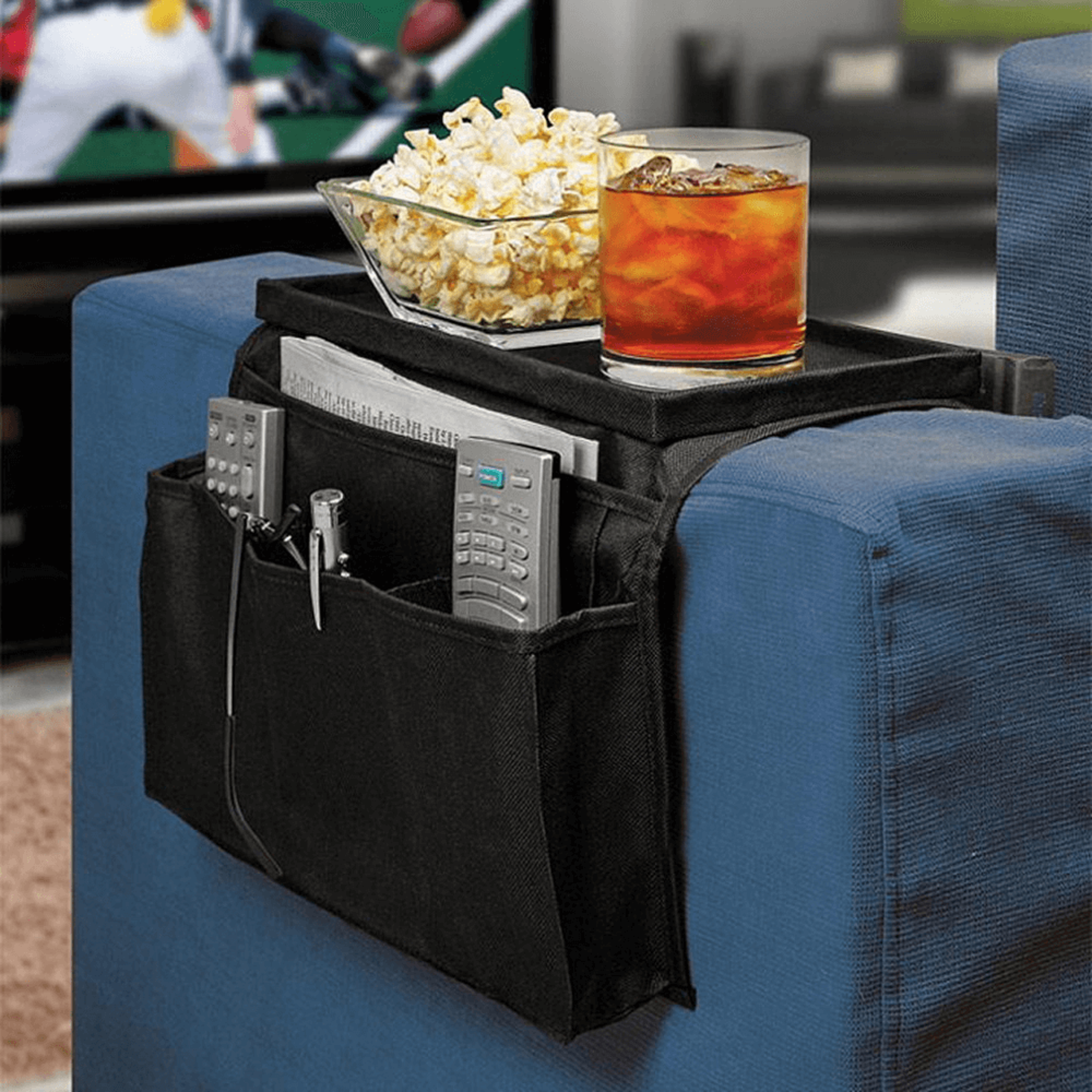 sofa/couch arm tray table with organizer