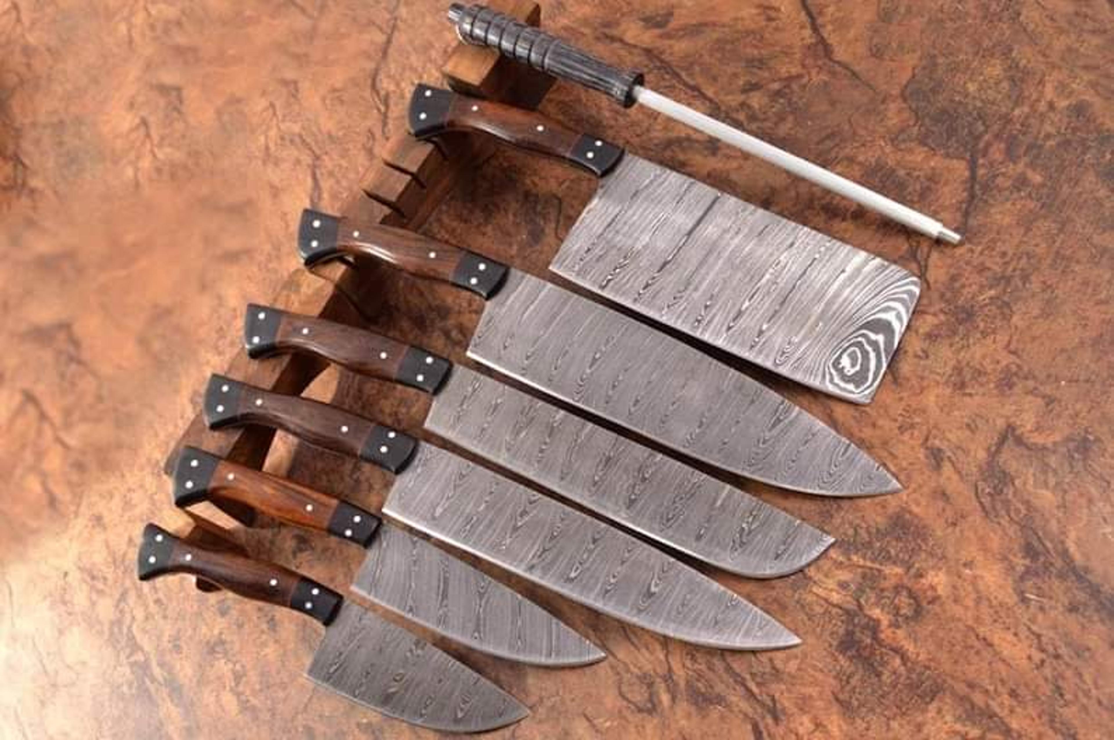 carbon-steel-chef-knives, of 6pieces, custom handmade, handmade chef knives set ,personalized gift for mother