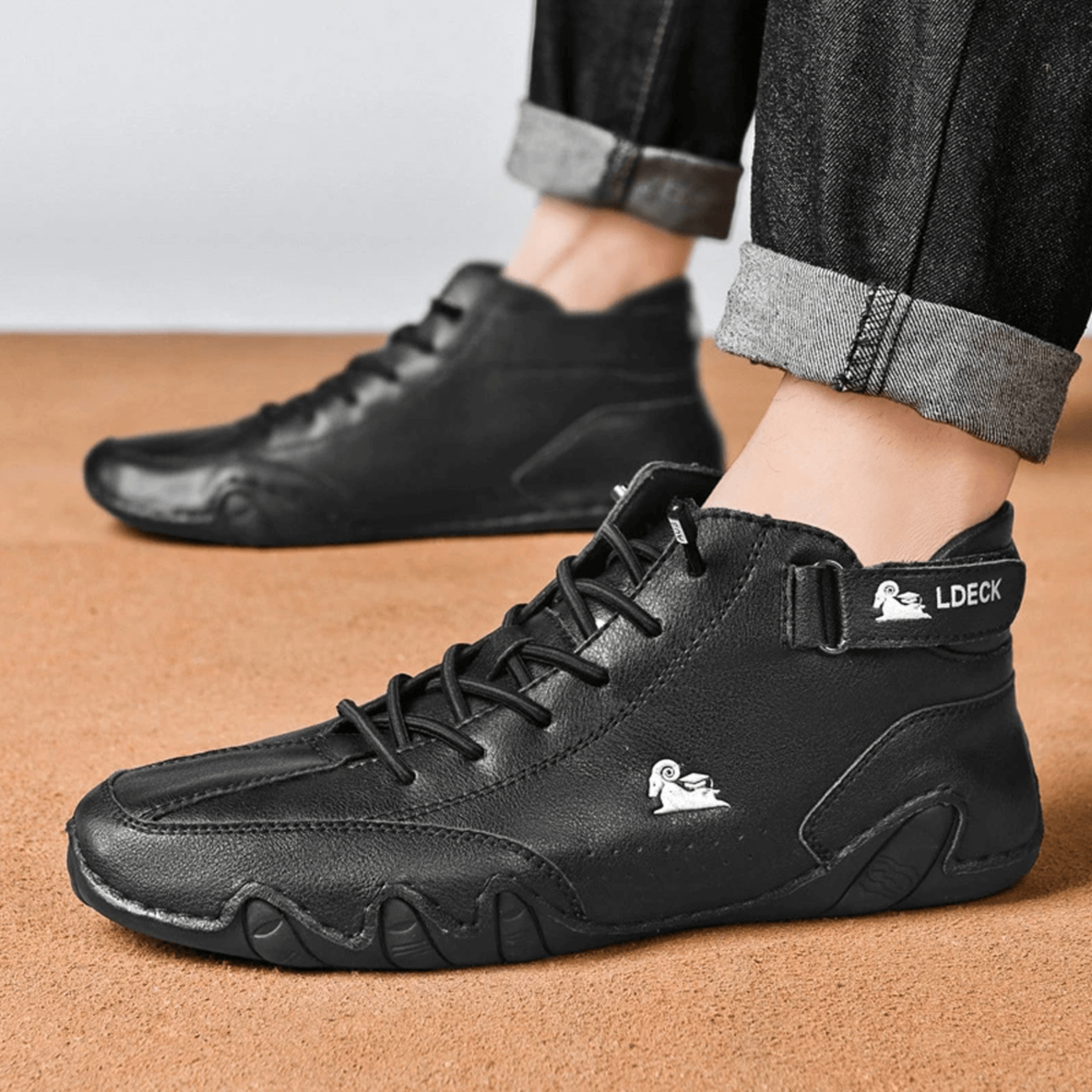 mens ankle boots with microfiber upper eva sole hook loop closure for casual and work wear