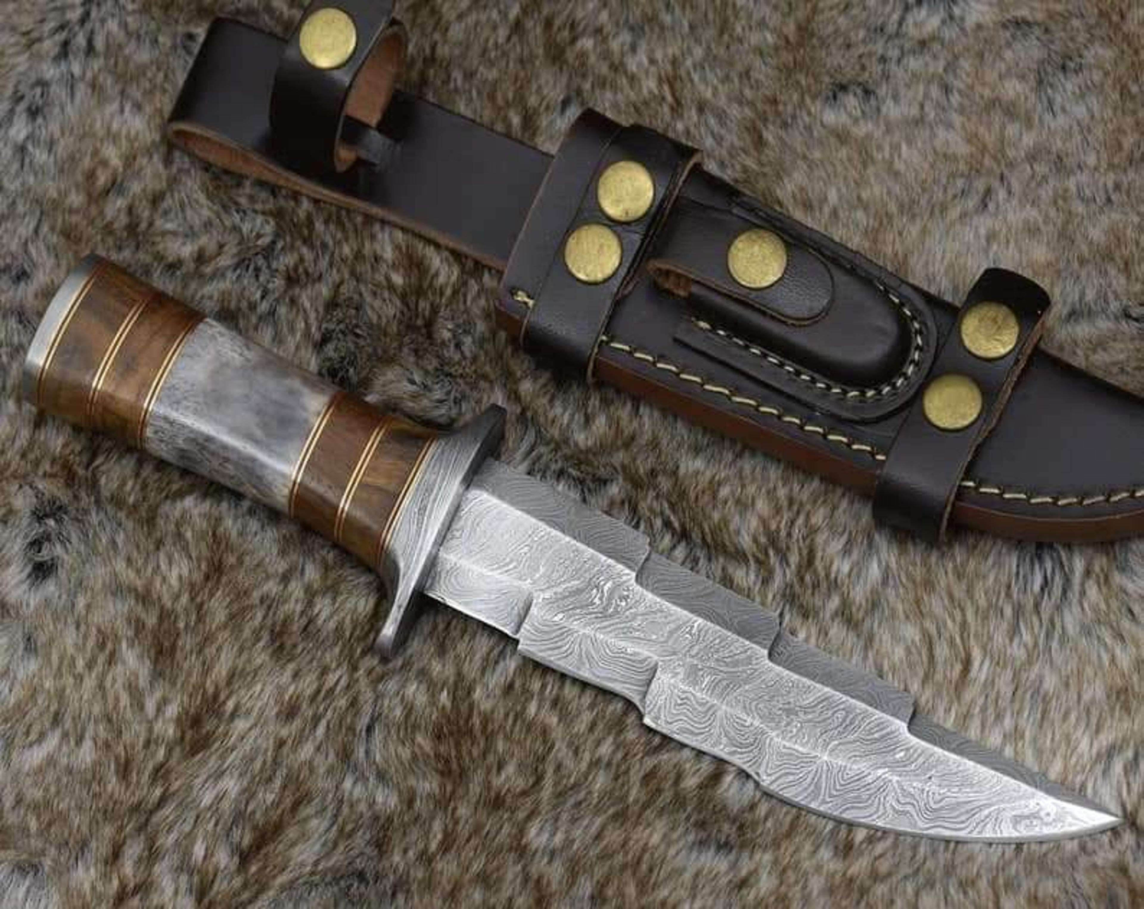 carbon steel knife, hunting knife with sheath, fixed blade camping knife, bowie knife, handmade knives, gifts for men