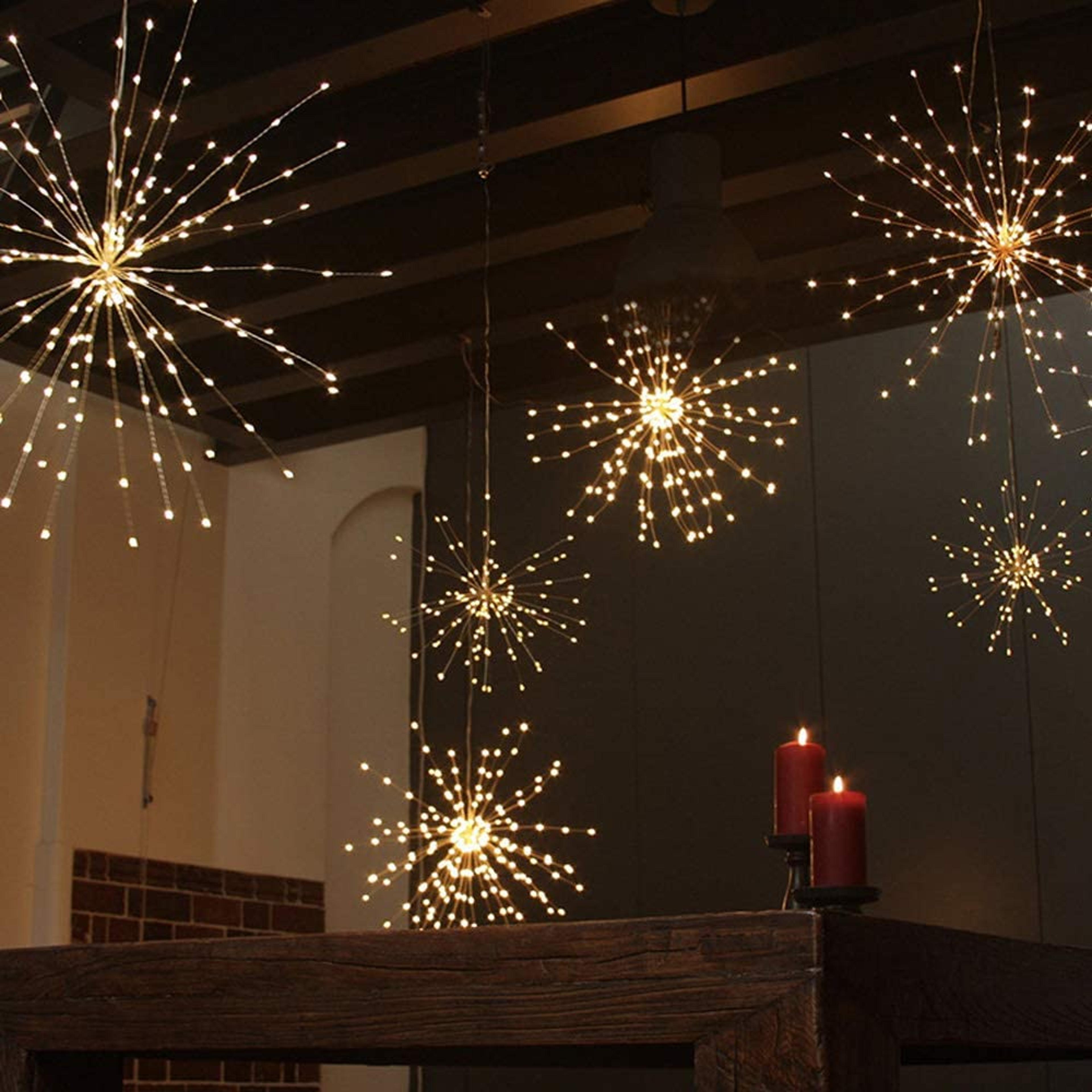 8 modes dimmable string lights | firework copper wire lights | hanging starburst lights for parties, home & outdoor