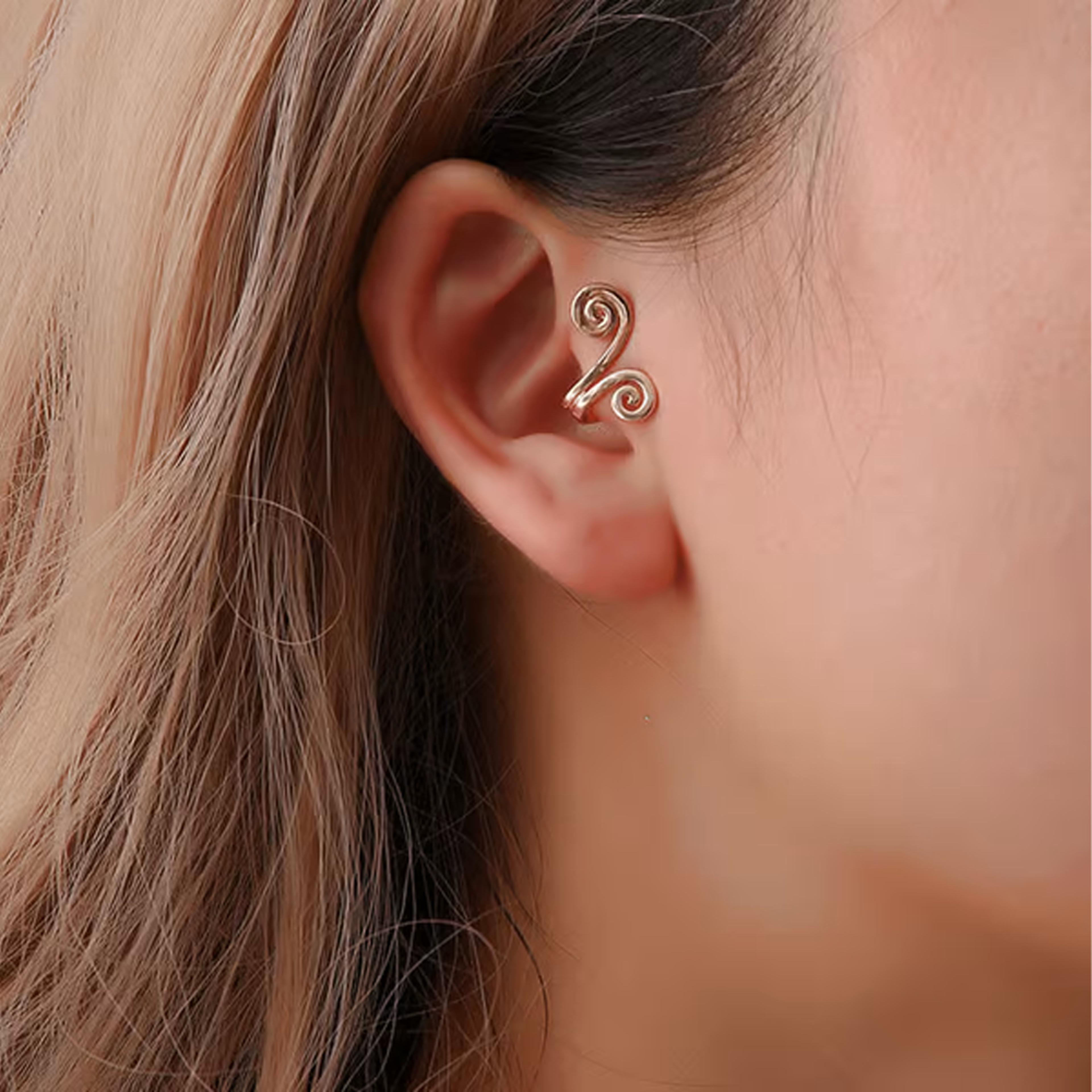 non-piercing acupressure slimming earrings for weight loss | stylish fat burning ear cuffs