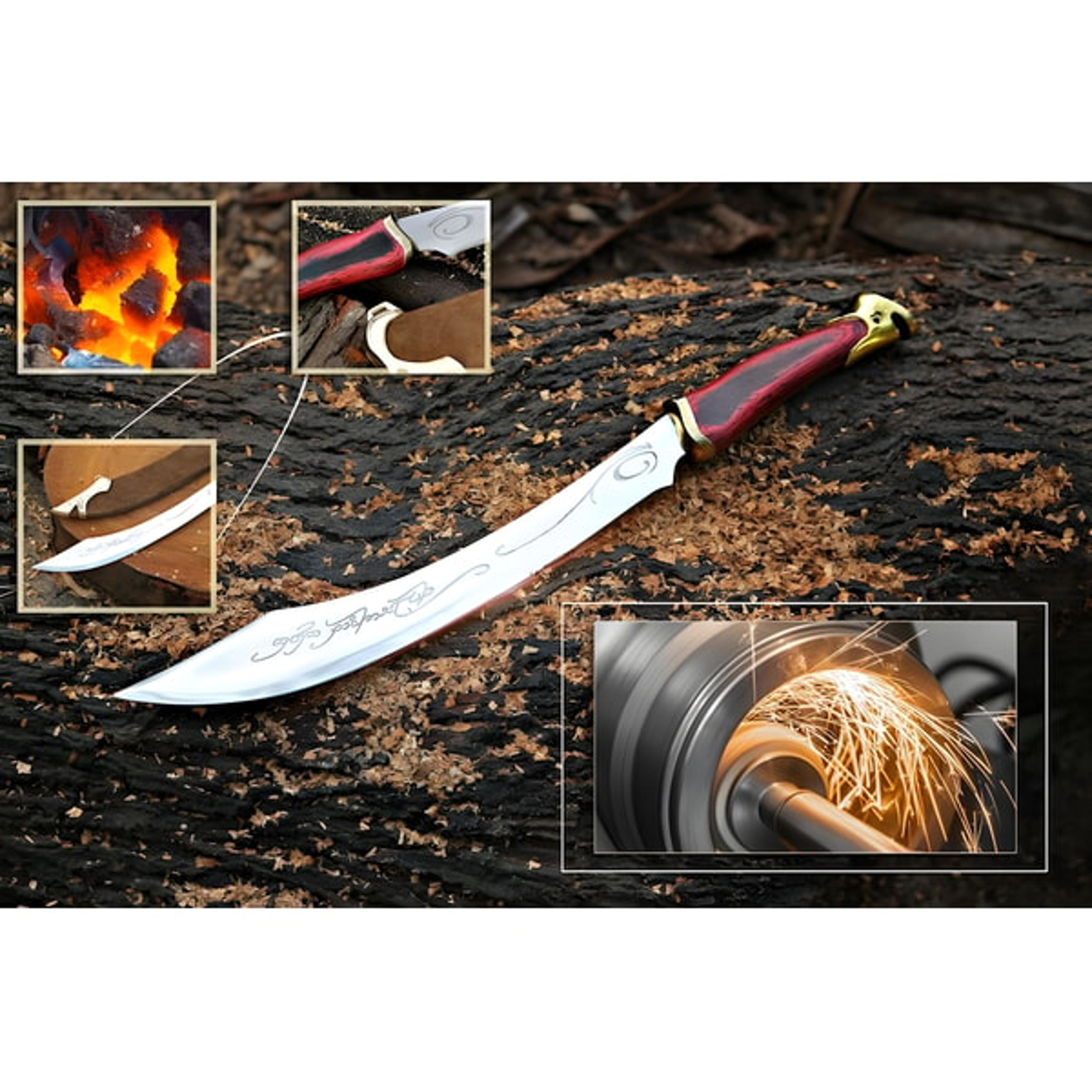the elven knife of strider: magnificent movie replica with wall mount display