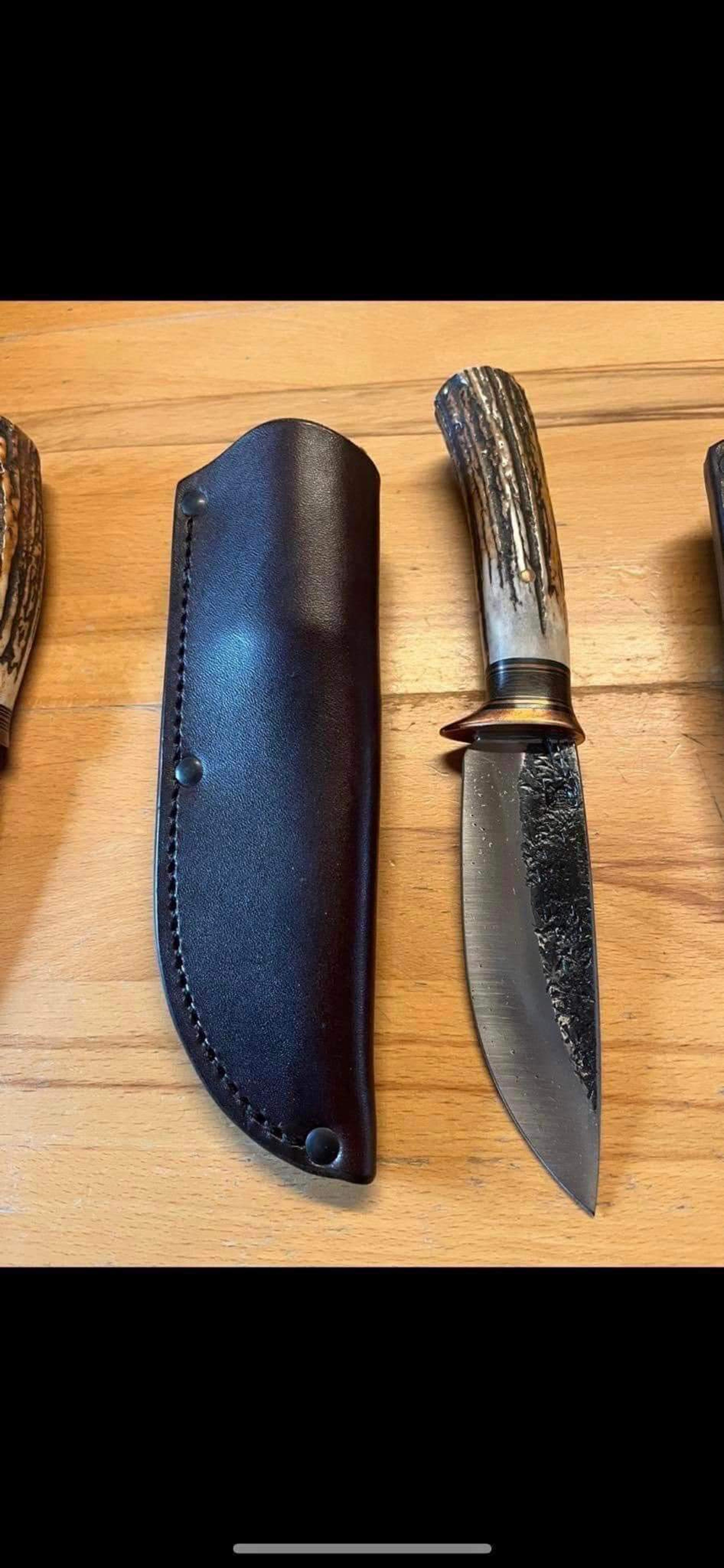 carbon steel knife, hunting knife with sheath, fixed blade camping knife, bowie knife, handmade knives, gifts for men