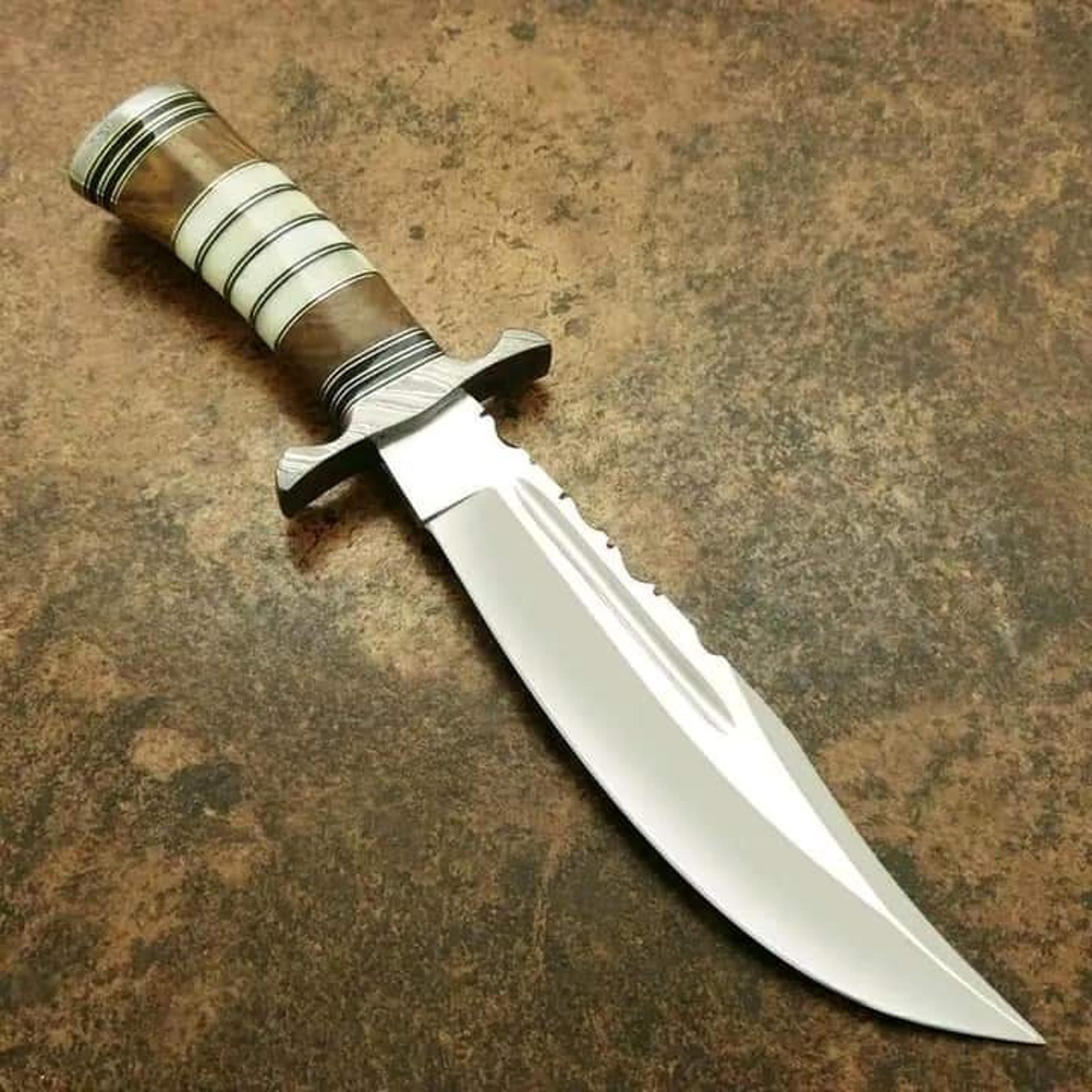 bowie hunting knife | handmade 12 inch blade with pure leather sheath | father day gift | bf gift | husband gift