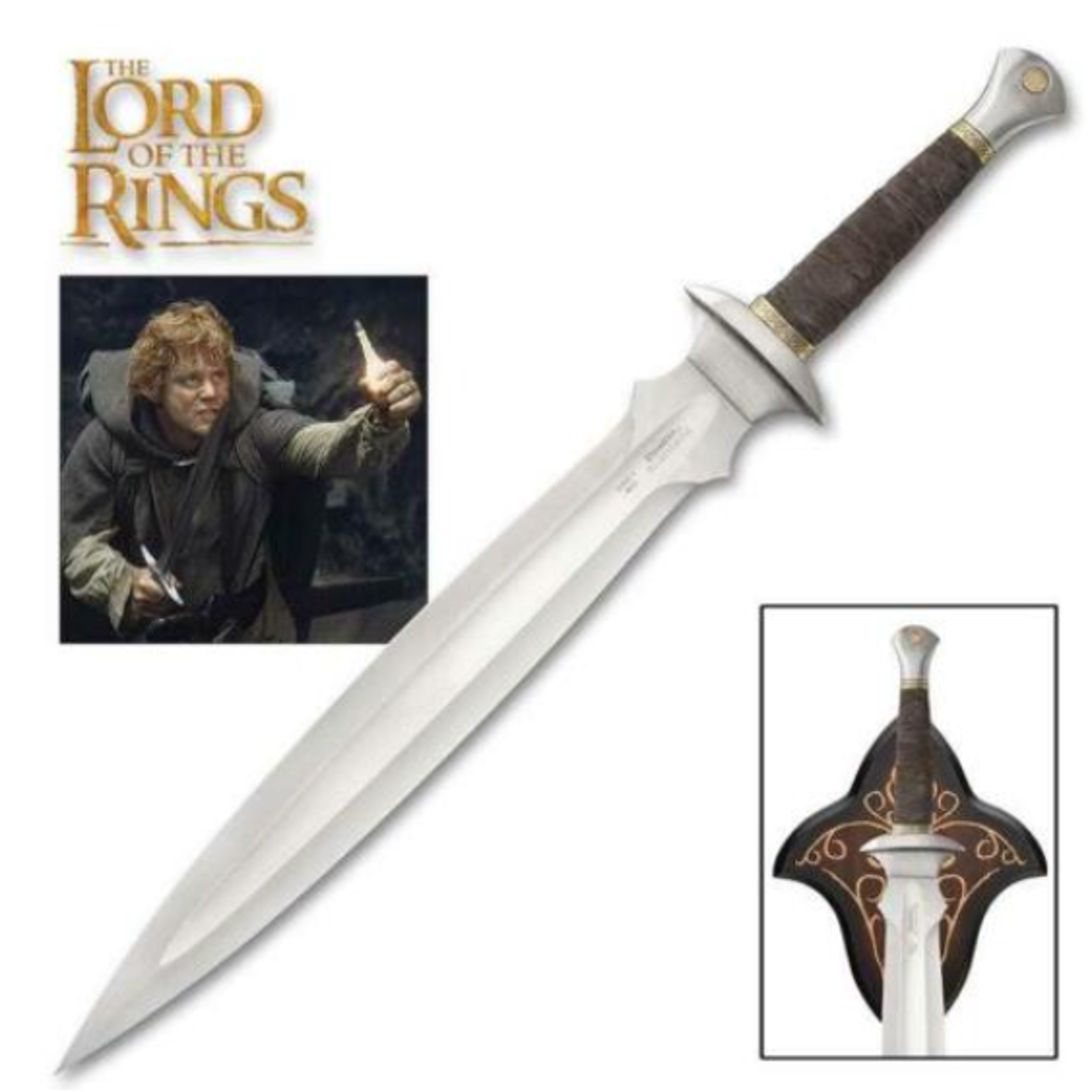 epic samwise gamgee sword replica – lord of the rings 24" movie collectible with display plaque