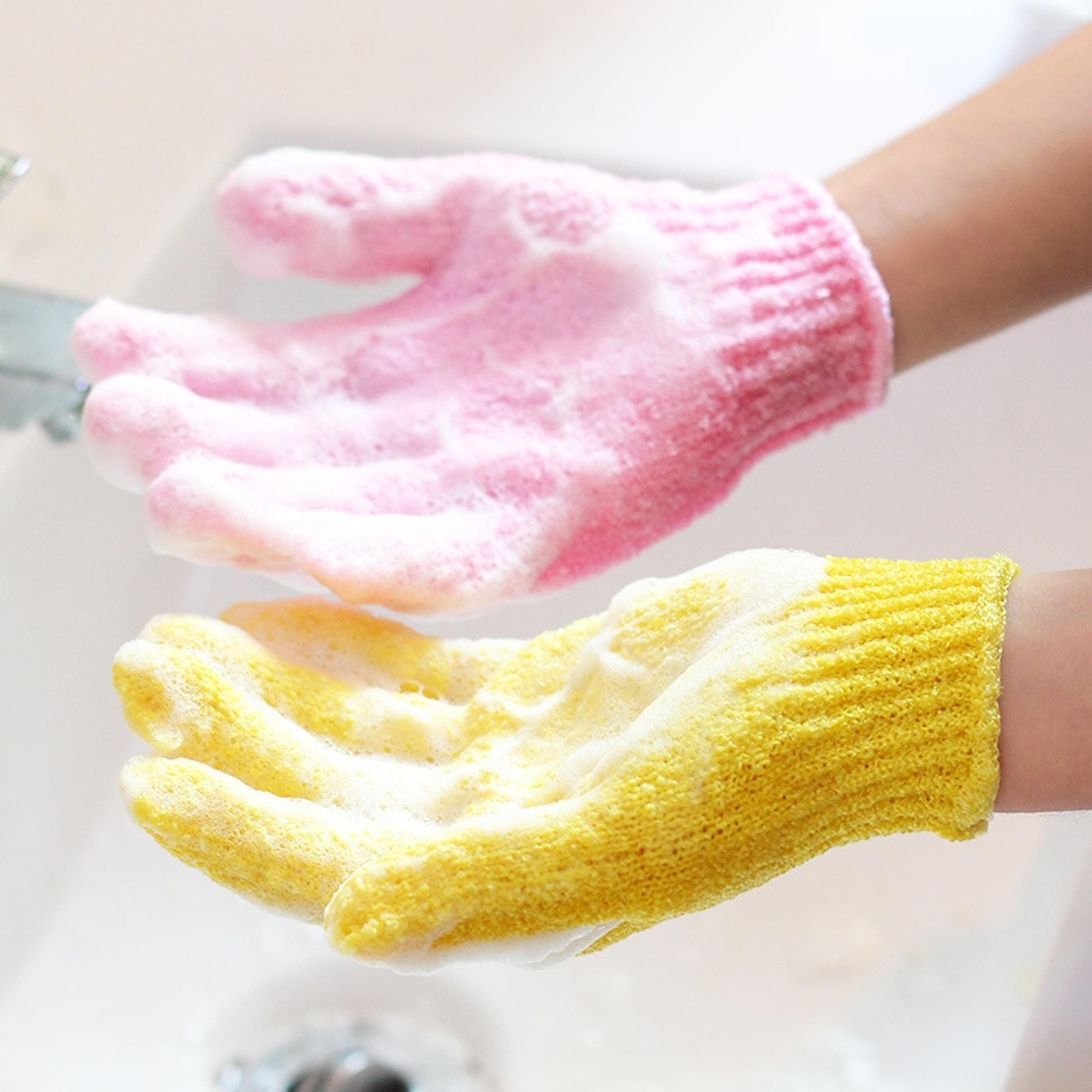 exfoliating loofah body scrub gloves