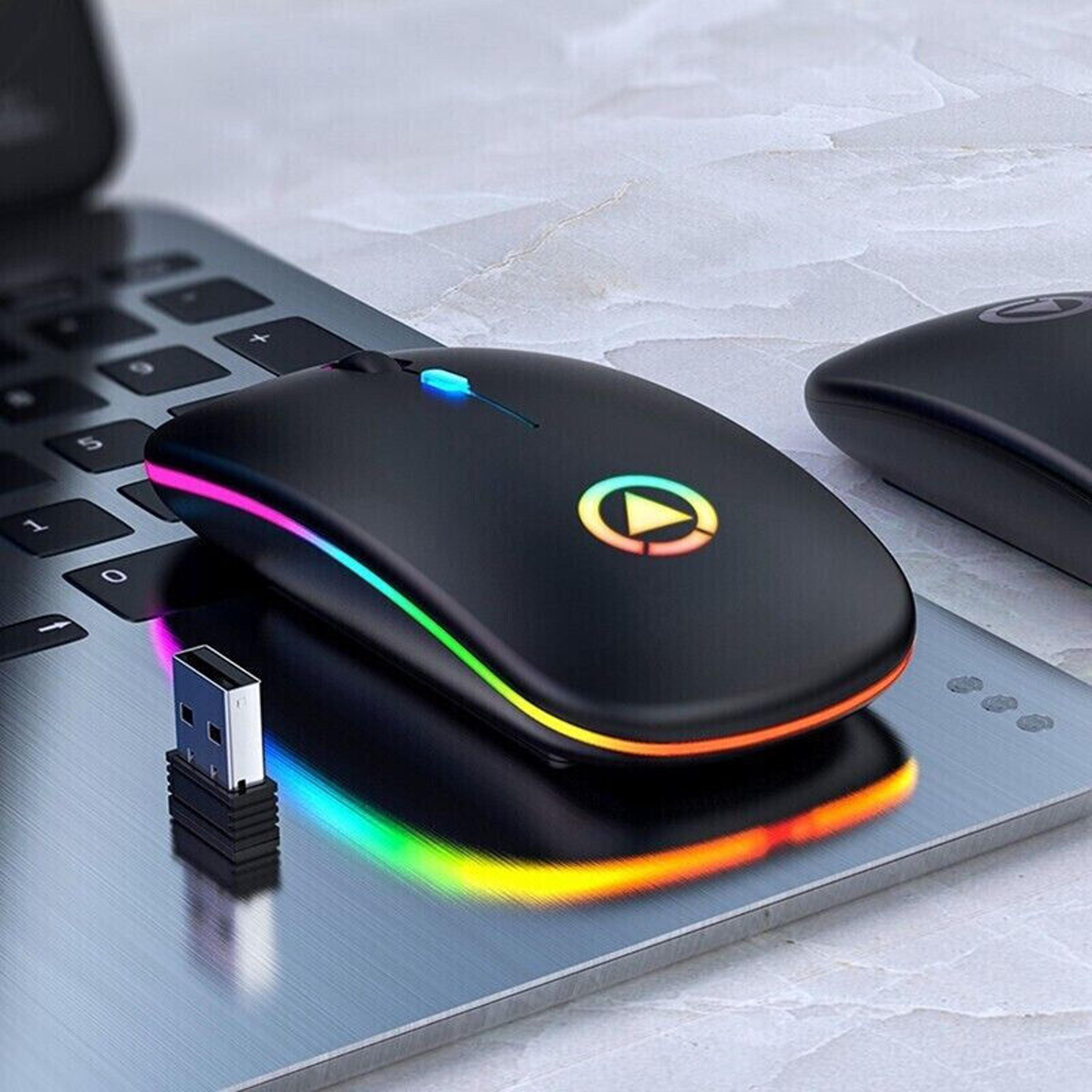 wireless rechargeable rgb optical mouse