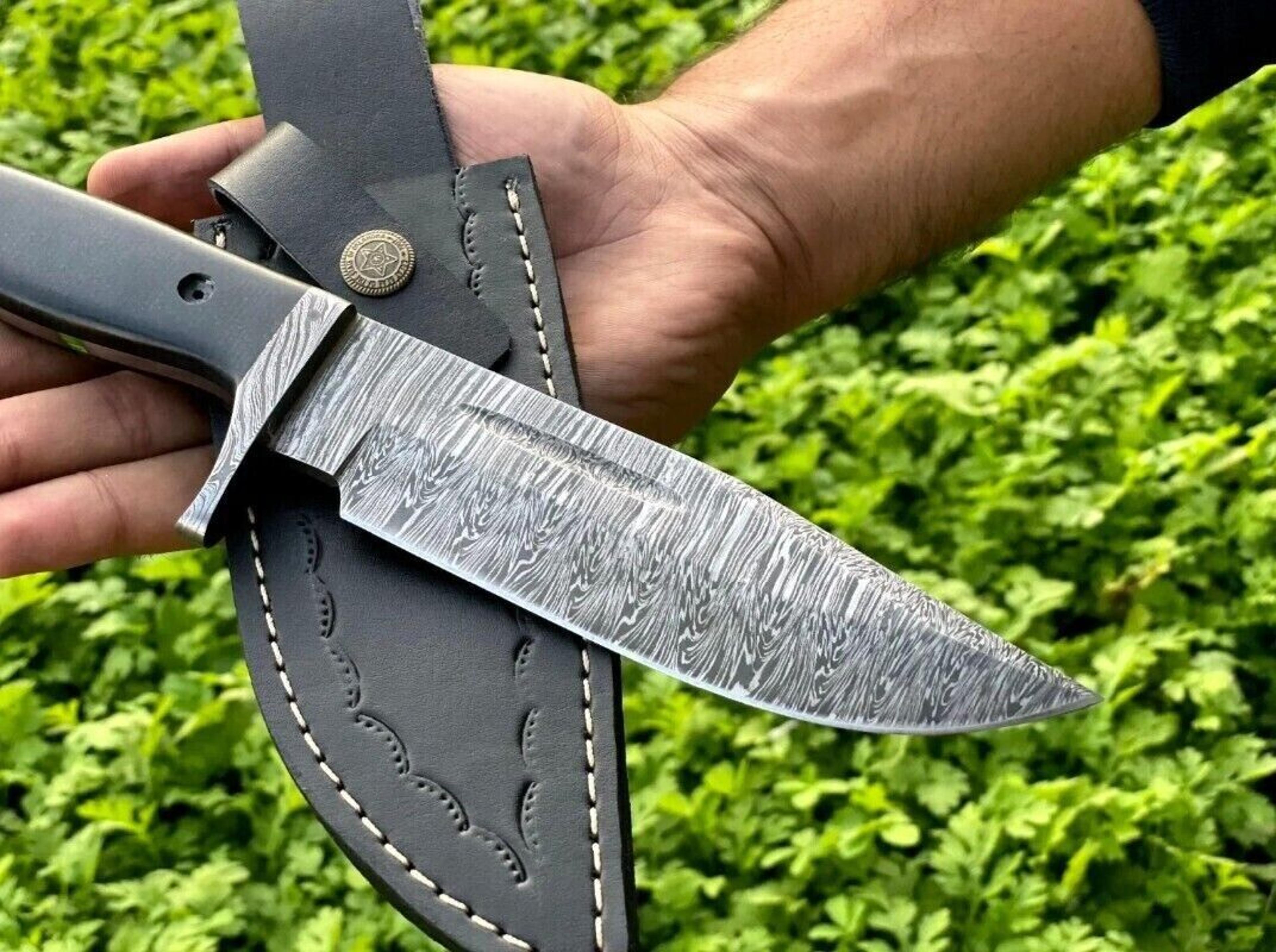 custom hand forged damascus steel hunting survival camping bushcraft bowie knife