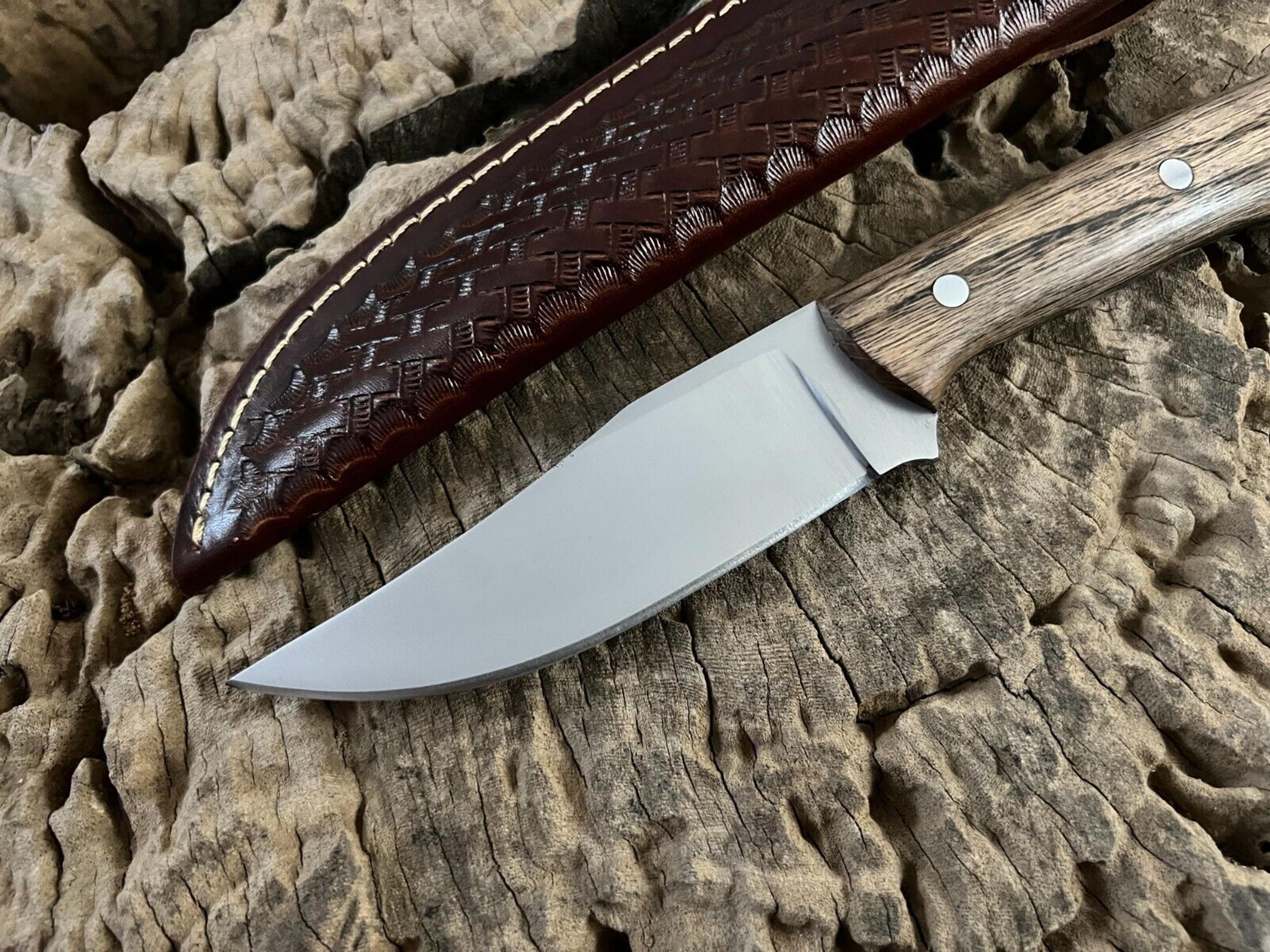 handmade fixed blade bushcraft hunting knife, camping edc skinner survival knife