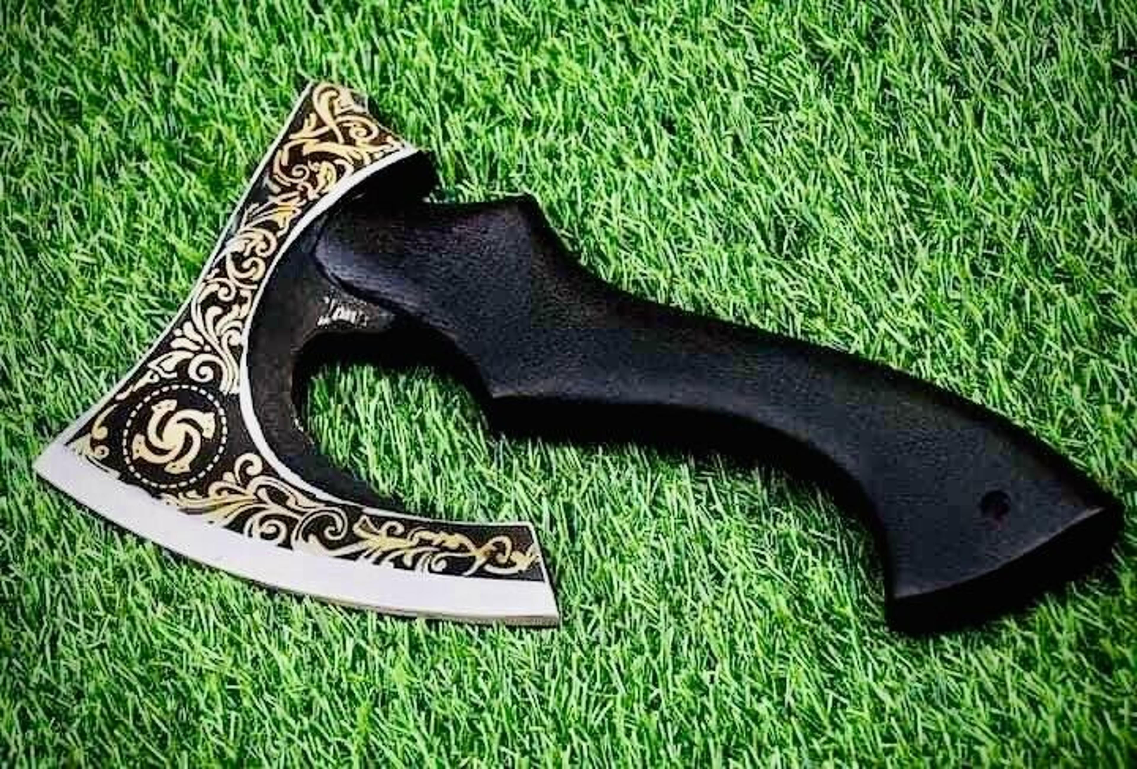 custom handmade carbon steel mini hunting axe ash wood handle & free sheath