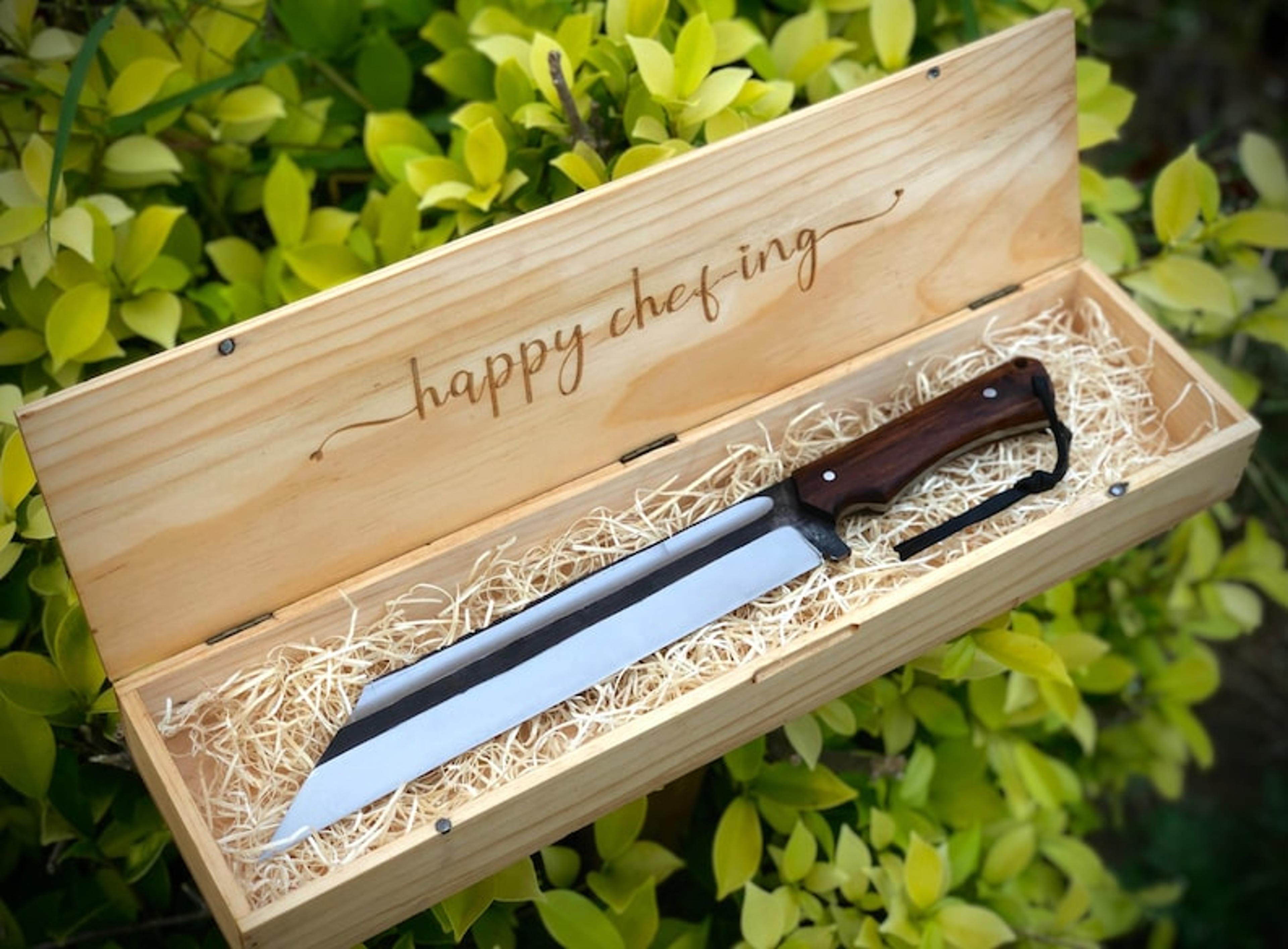 seax knife with leather cover, hand forged sharp hunting knife for camping, anniversary, birthday or wedding, dad christ