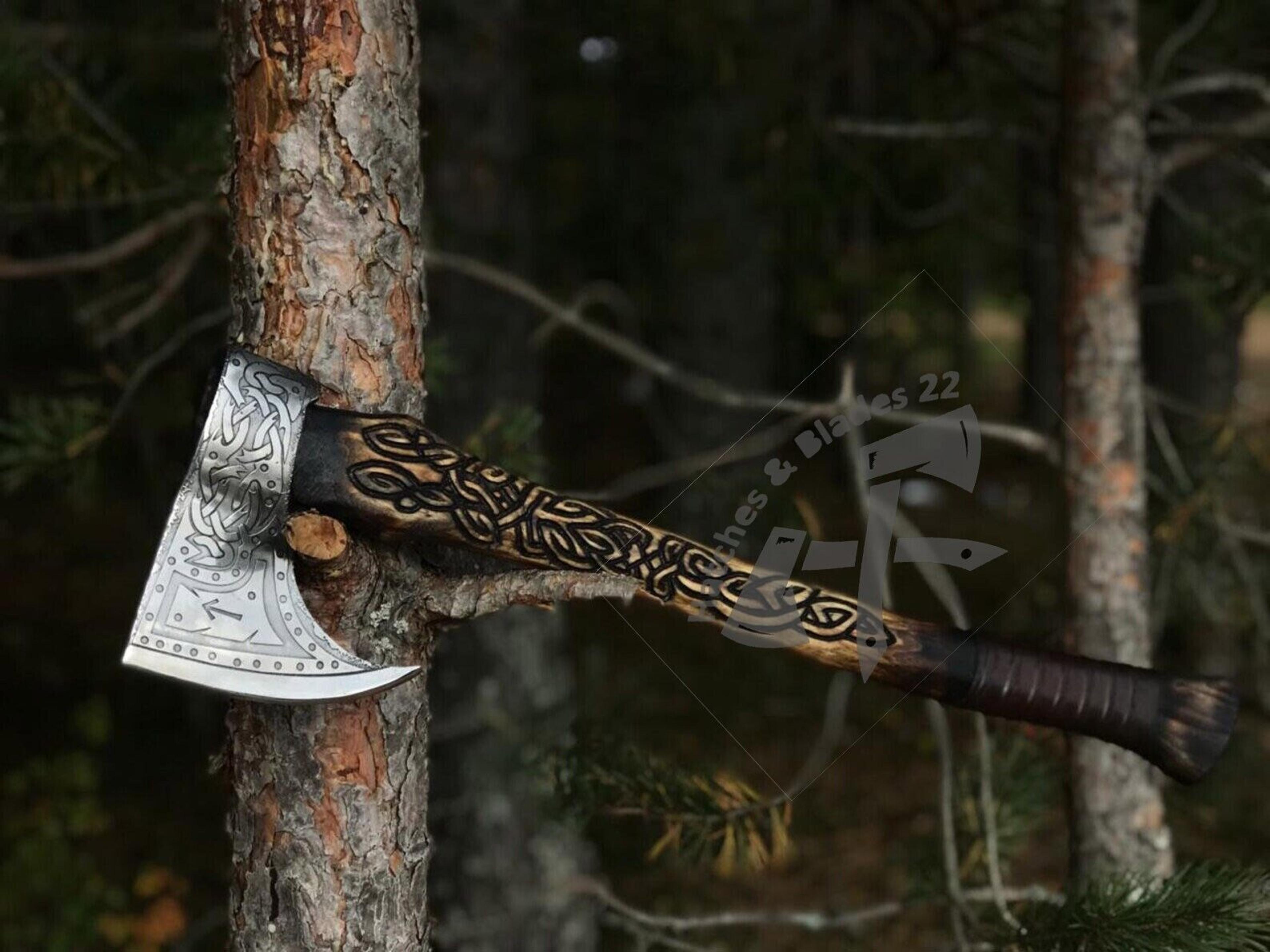 hand forged carbon steel axe head | stainless & high carbon steel blade, 6 cutting edge, 6.5 head | heavy duty bushcraft