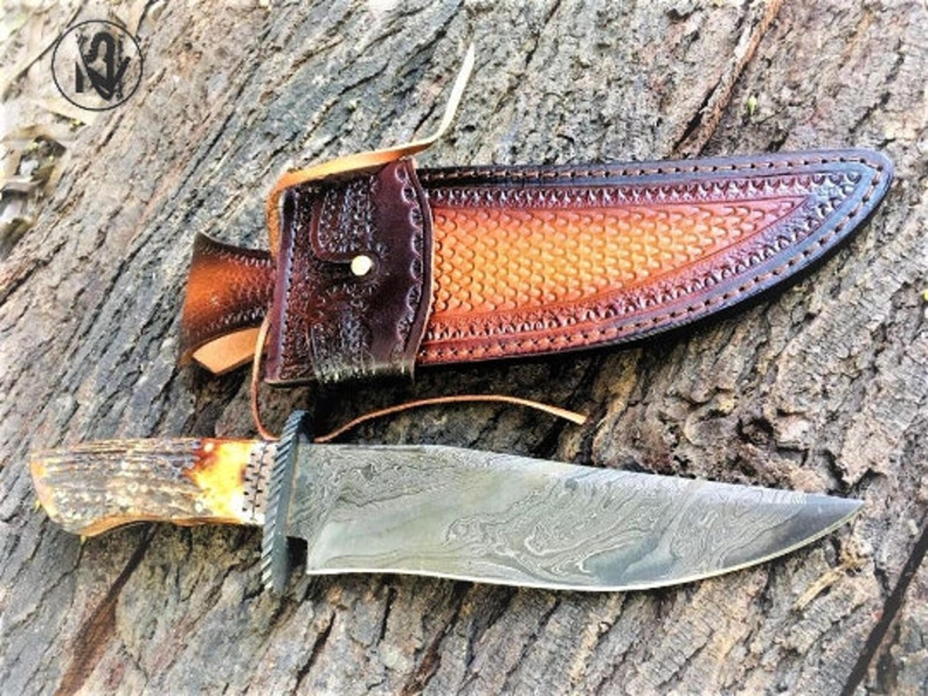 full tang stag horn handle bowie knife