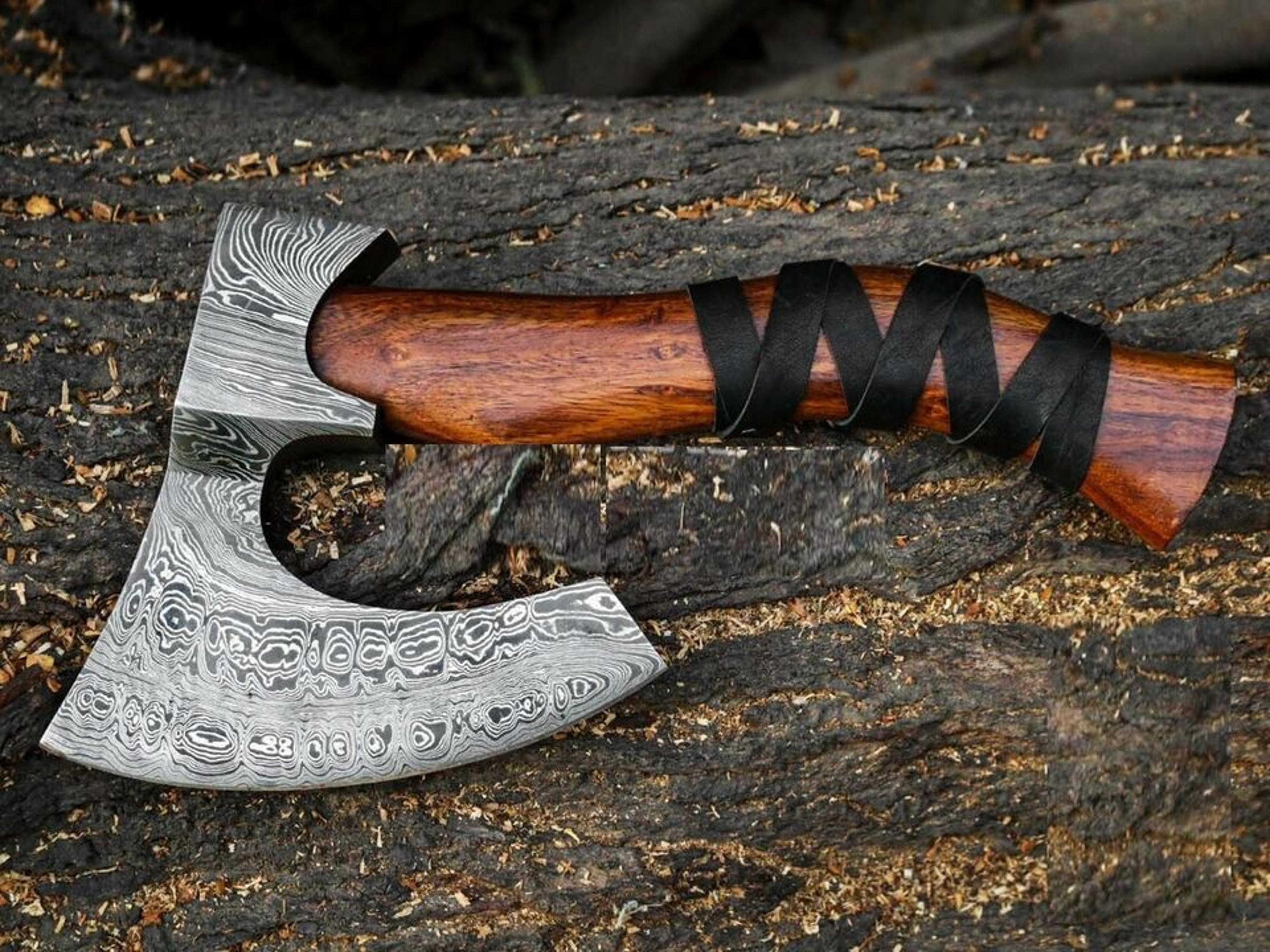 hand forged damascus steel axe head | 512 layer high carbon blade, 6.5 cutting edge, 6.25 head | premium bushcraft