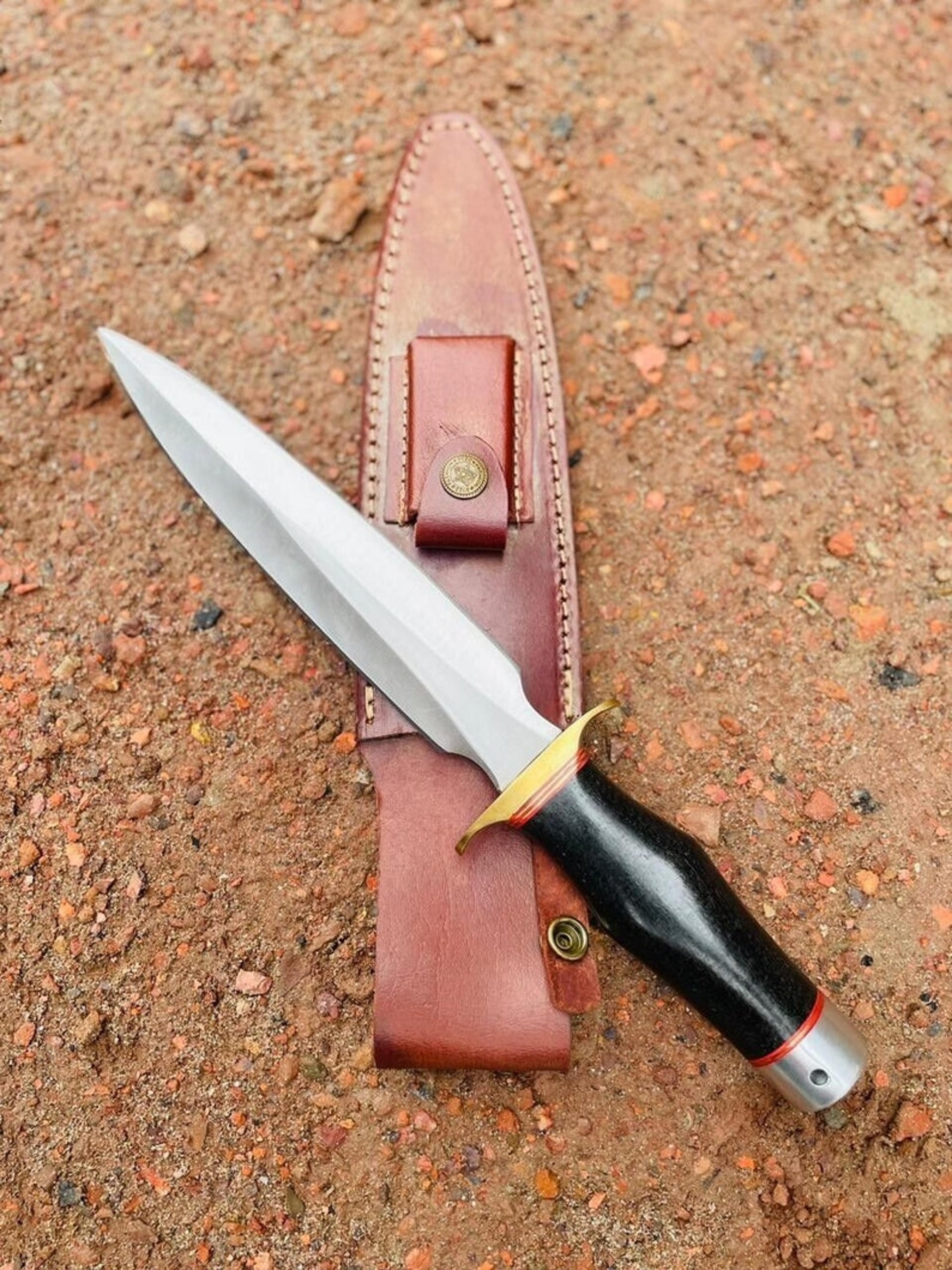 custom handmade d2 steel dagger bowie knife with brass & micarta handle gifts for men, gift for hunters, boyfriend gift,