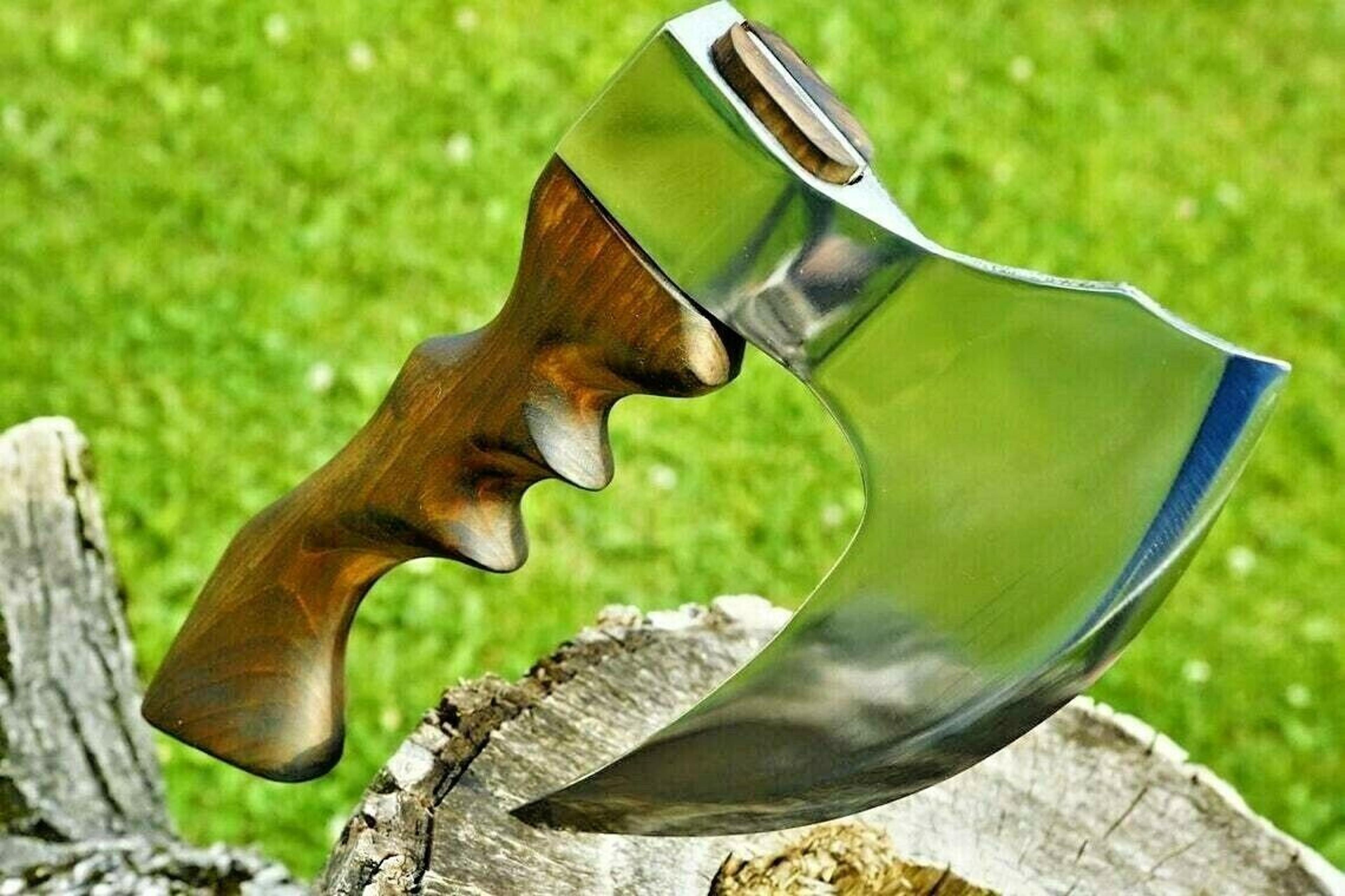 hand forged high polish carbon steel axe head – 18 inch outdoor & camping blade