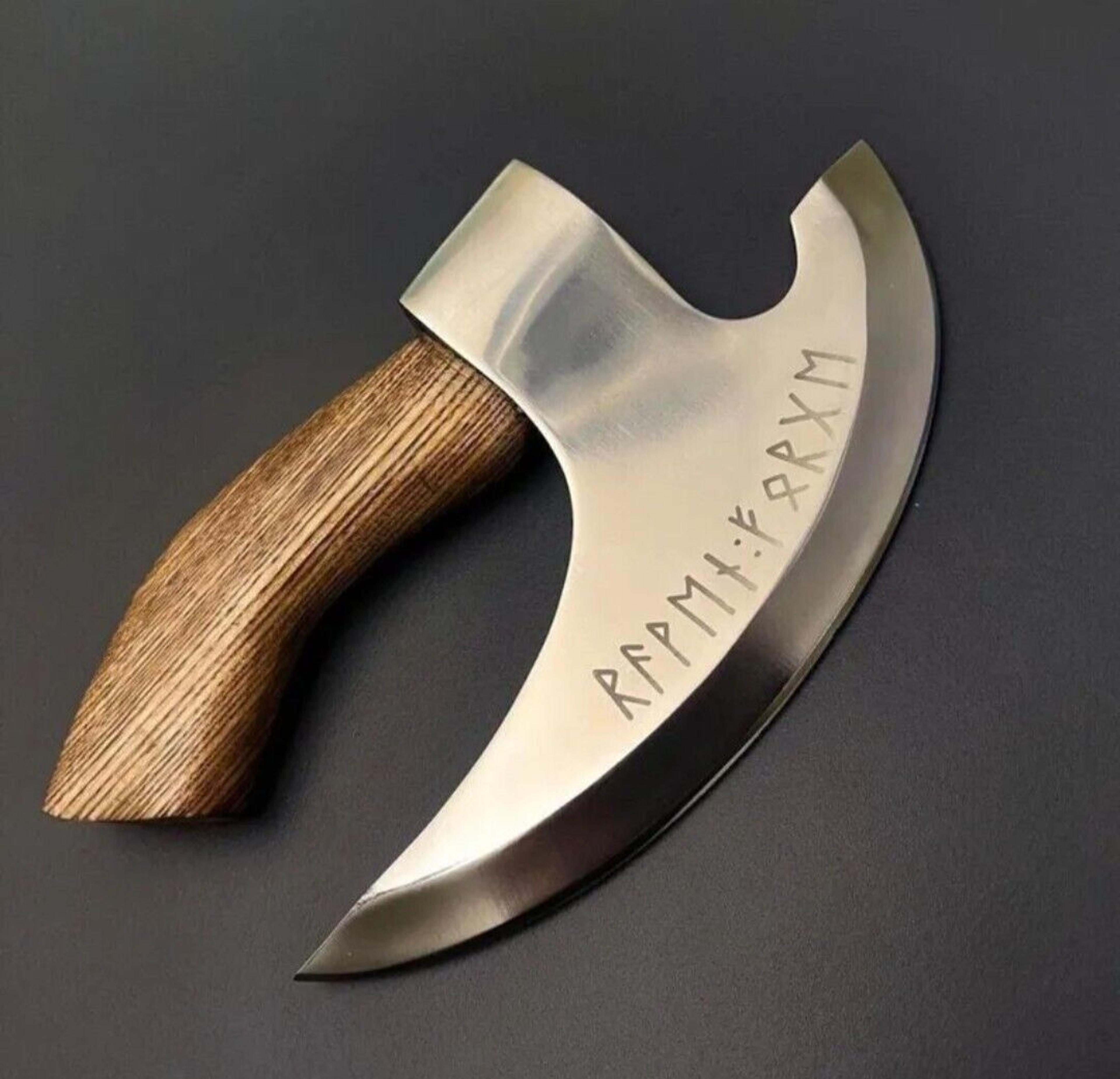 handmade pizza axe, pizza slicer hand forged viking pizza cutter, viking bearded