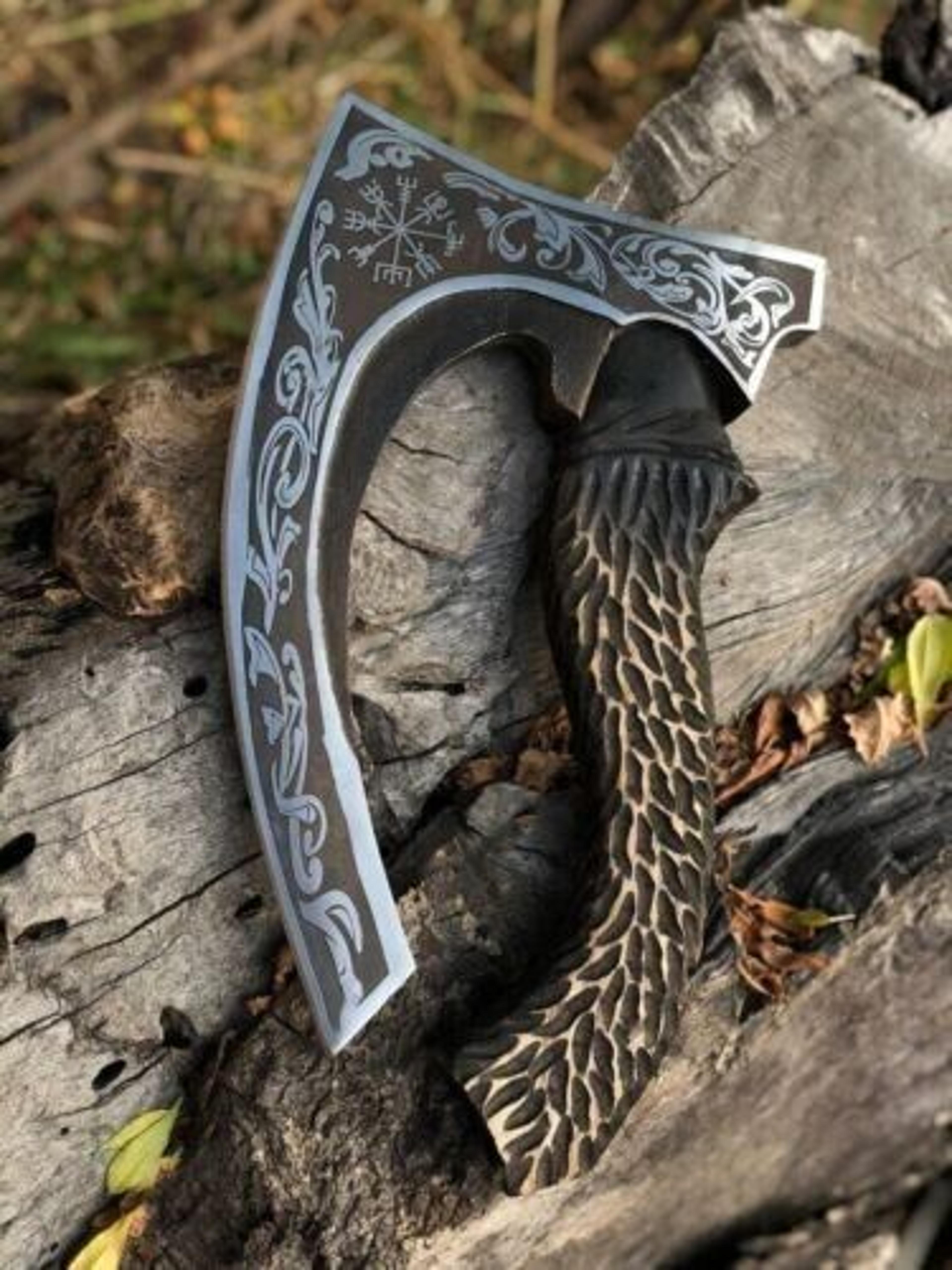 custom handmade carbon steel pizza cutter viking hatchet tomahawk hunting axe