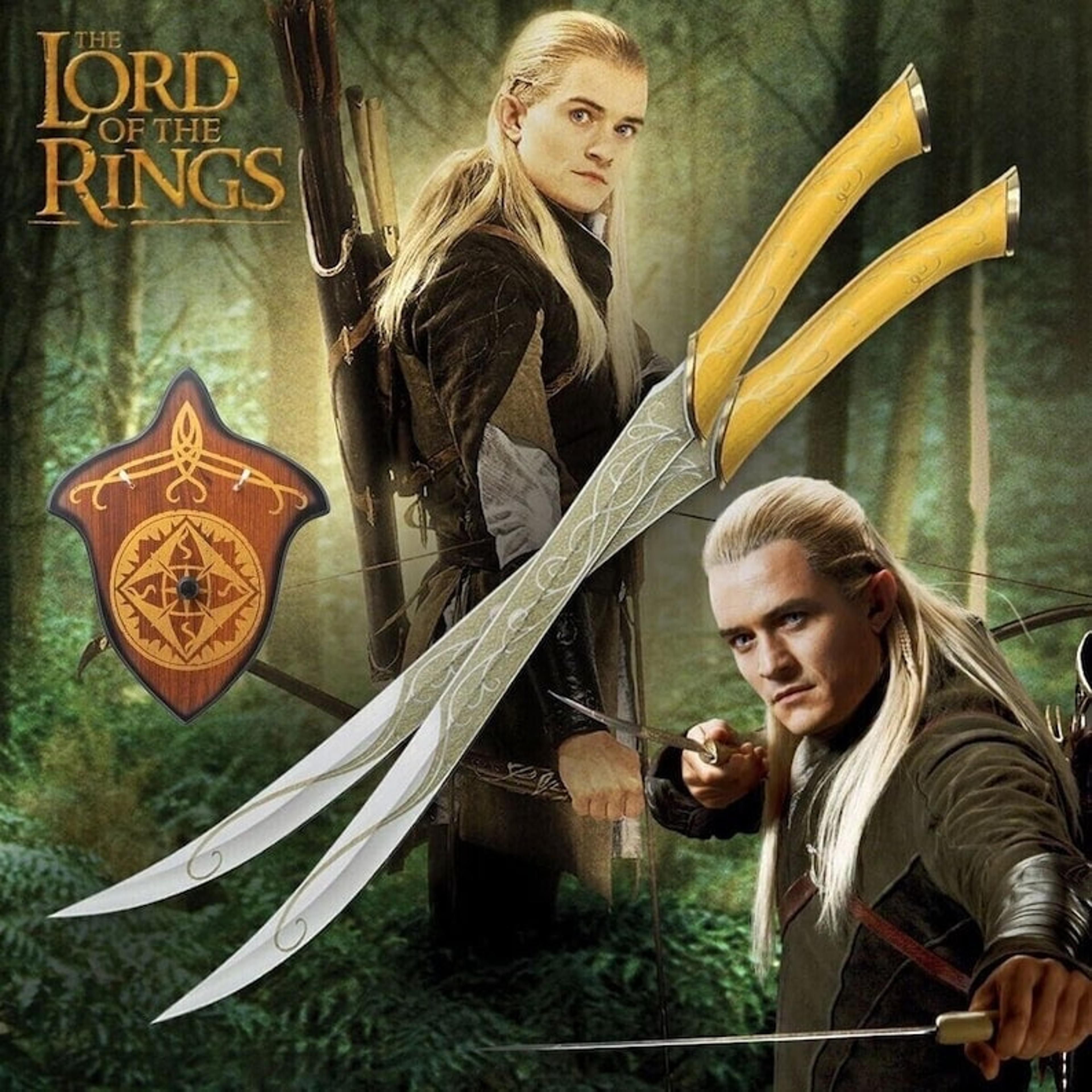 lord of ring replica swords - legolas greenleaf's elven dual swords-with free wall plaque best for christmas gifts| gift