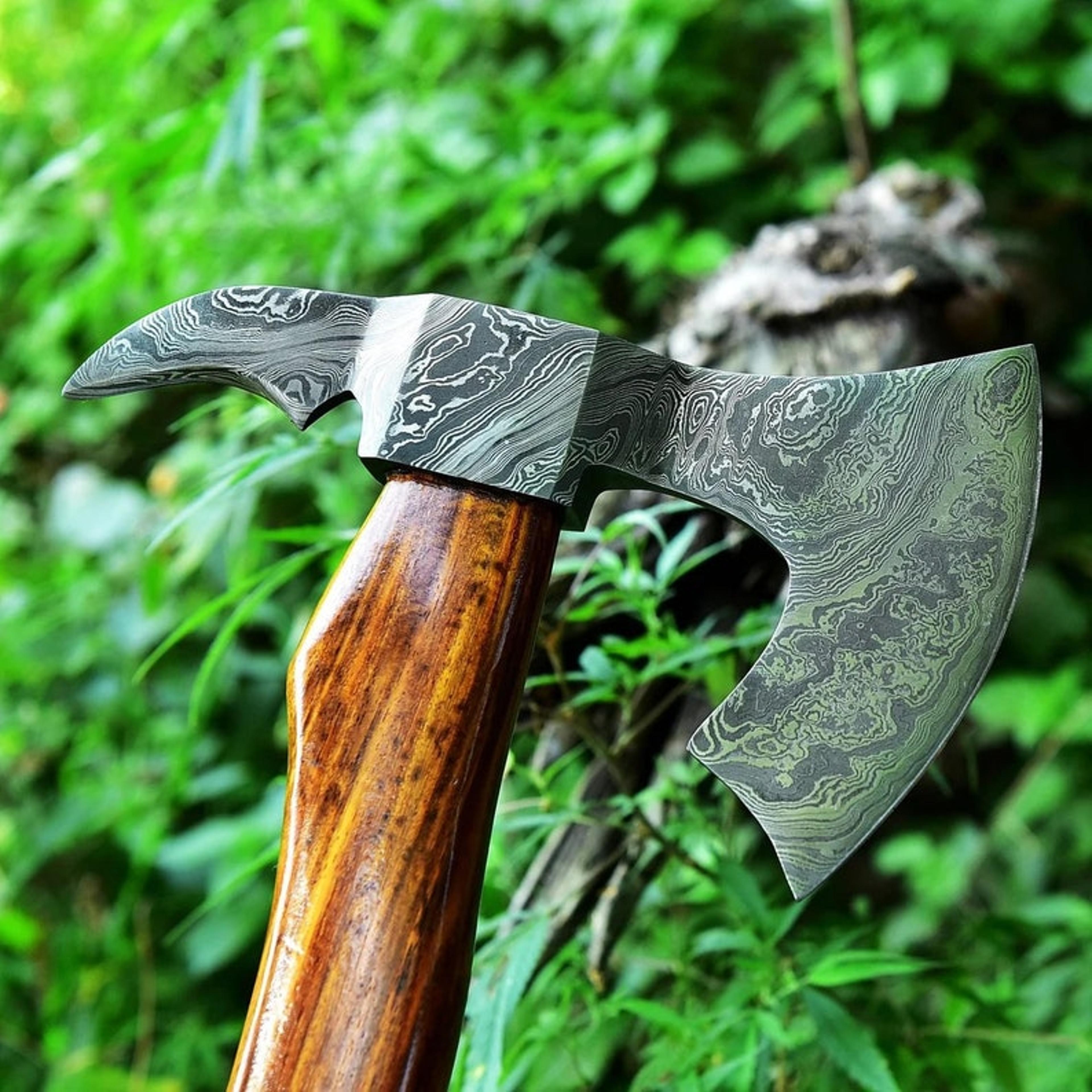 damascus steel tomahawk, hatchet axe hunting camping axe handmade perfect gift for him, gift for dad