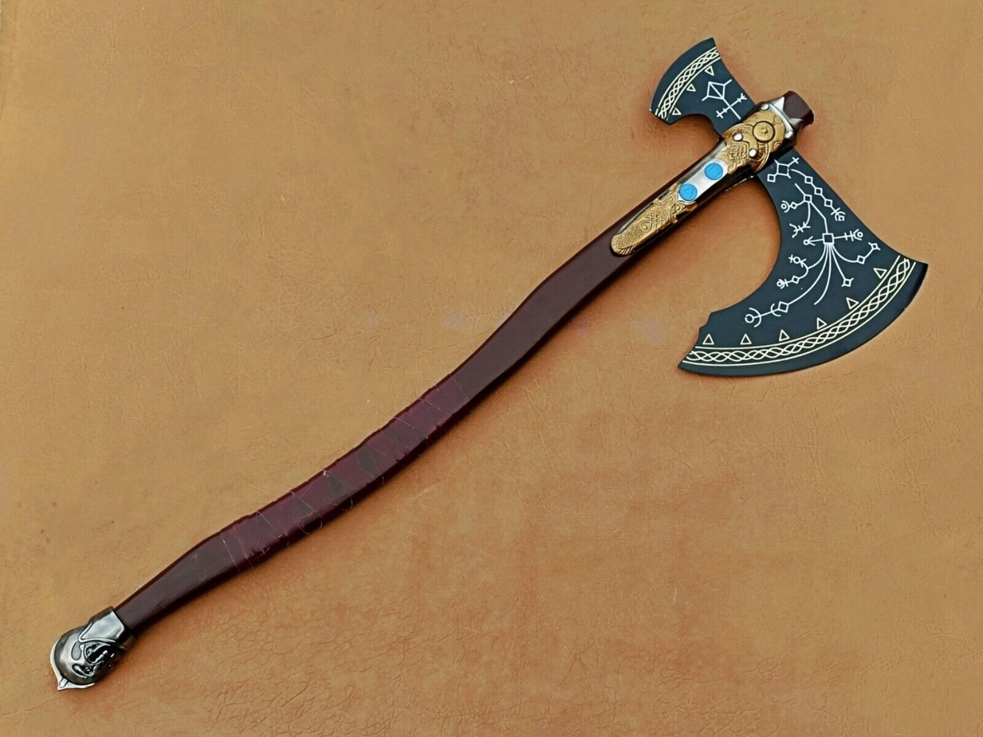 leviathan axe | god of war kratos axe replica | 36" stainless steel viking axe with rosewood handle & leather sheath