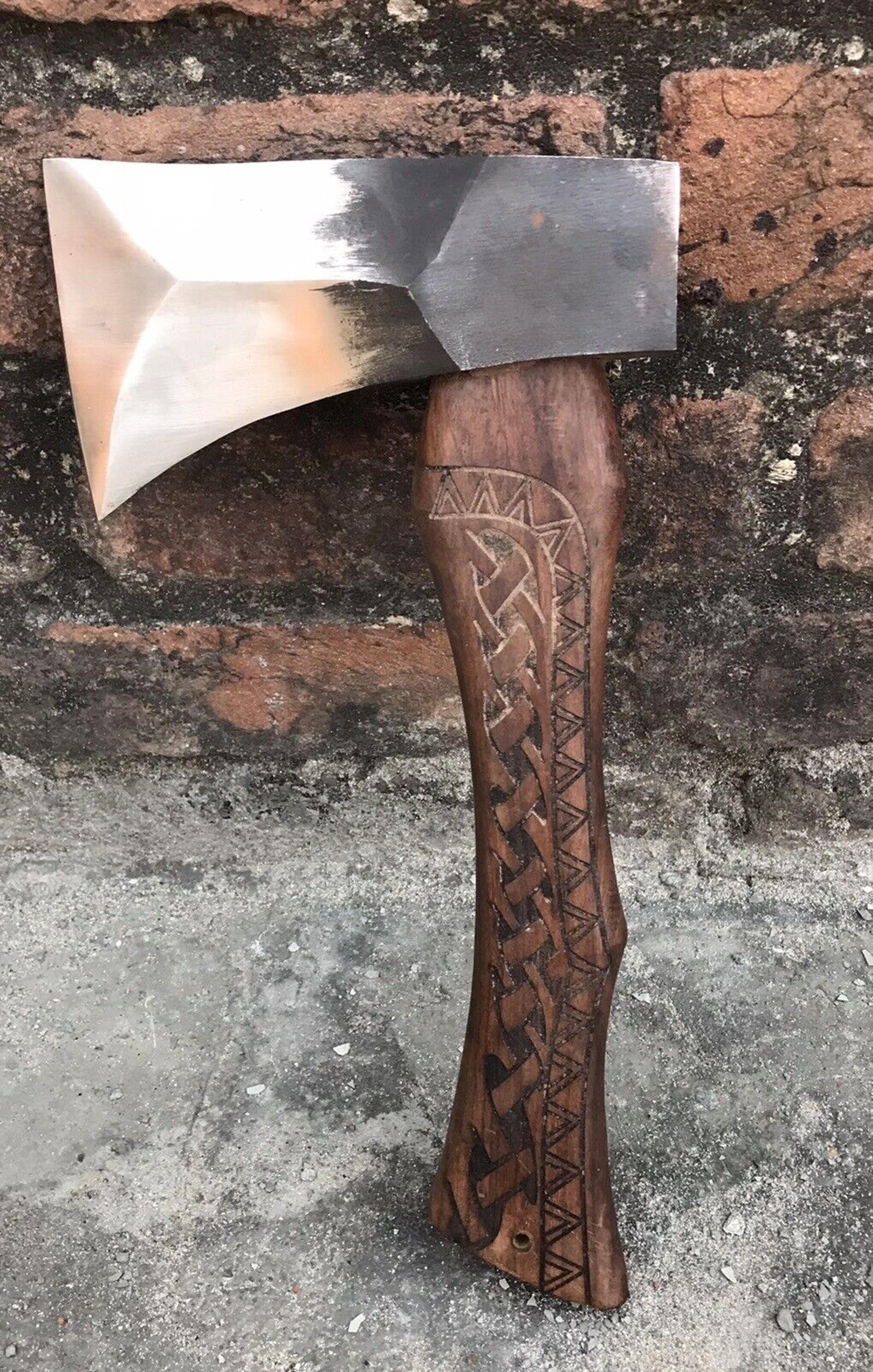 hand-forged tactical hatchet | 5.5" carbon steel axe | full tang rosewood handle | camping, hunting & survival axe